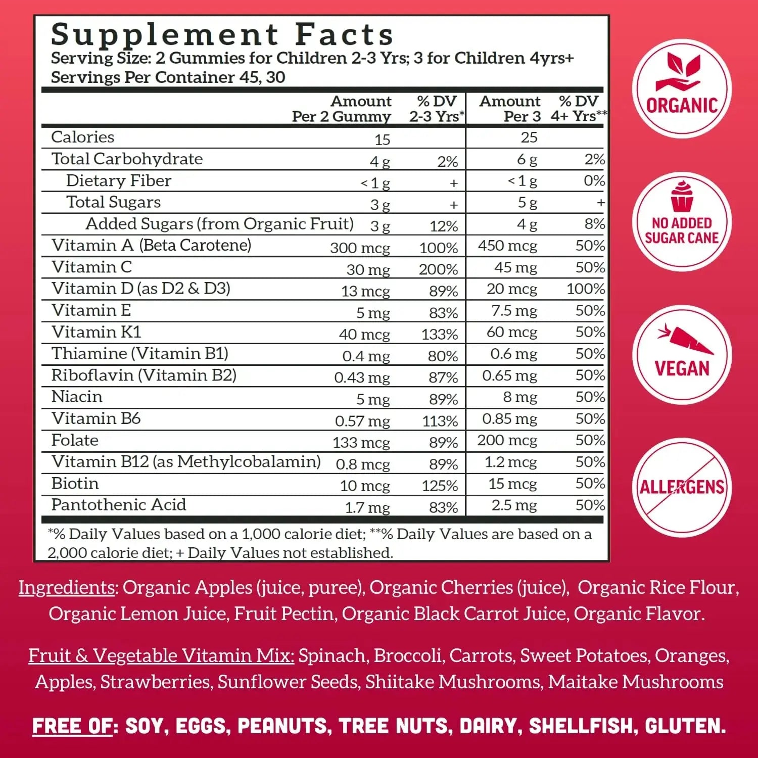 Llama Naturals Kids Multivitamin Gummies | Real Fruit, No Added Sugar Cane | Organic Vegan Toddler Whole Food Vitamins | Llama Naturals Au supplements