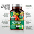 Number One Nutrition USDA Organic and Easy-to-Take Super Greens, Better Than Powder Fruits & Veggies Supplement with 28 Superfood