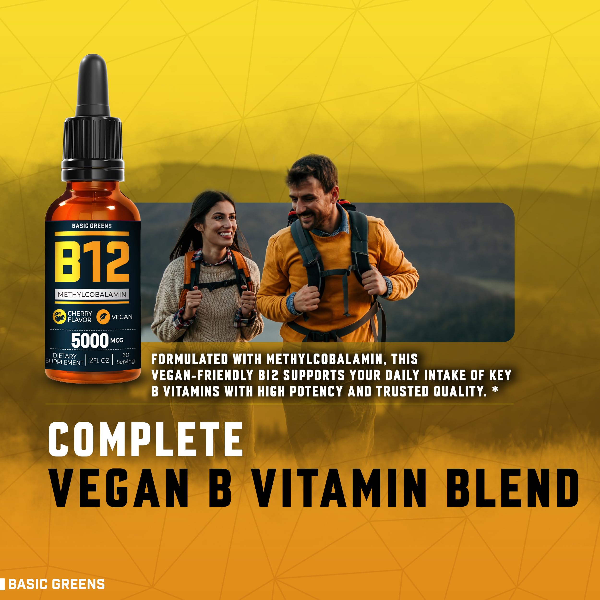 Vitamin B12 Sublingual Liquid Drops 5000 mcg – Vegan Methyl B-12 Supplement for Energy & Focus – B 12 Vitamin for Women & Men