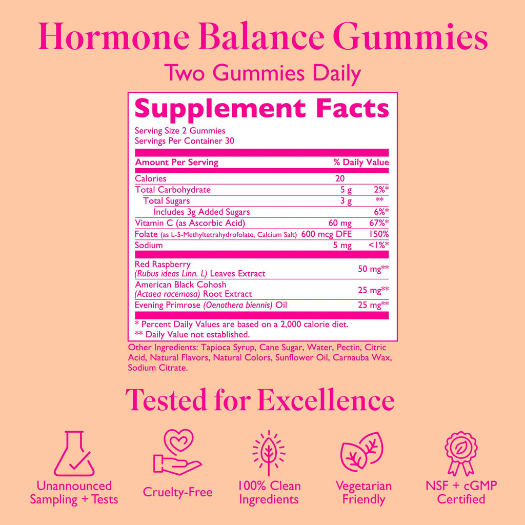 Amy Suzanne Hormone Balance Gummies for Women - Hormone Harmony for Mood, Energy, Bloating - Hormonal PMS, Perimenopause & Menopause Support - Red Raspberry Leaf & Black Cohosh - 60 Gummy Supplements Amy Suzanne Au supplements