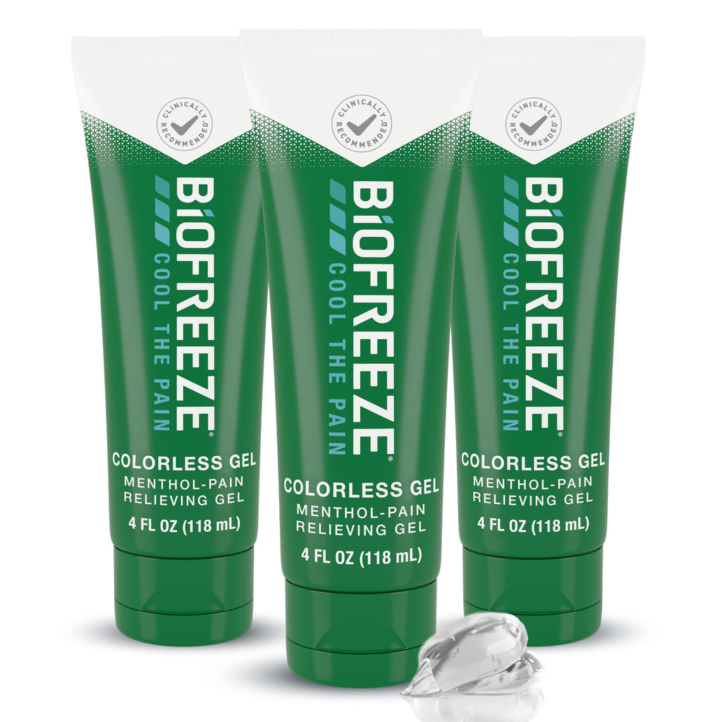 Biofreeze Pain Relief Gel for Knee, Neck, Hip, Joint, Shoulder, & Simple Backache, Arthritis Pain Reliever, Sore Muscle Relief, Colorless Menthol Gel 4 Fl Oz (Pack of 3) Biofreeze Au supplements