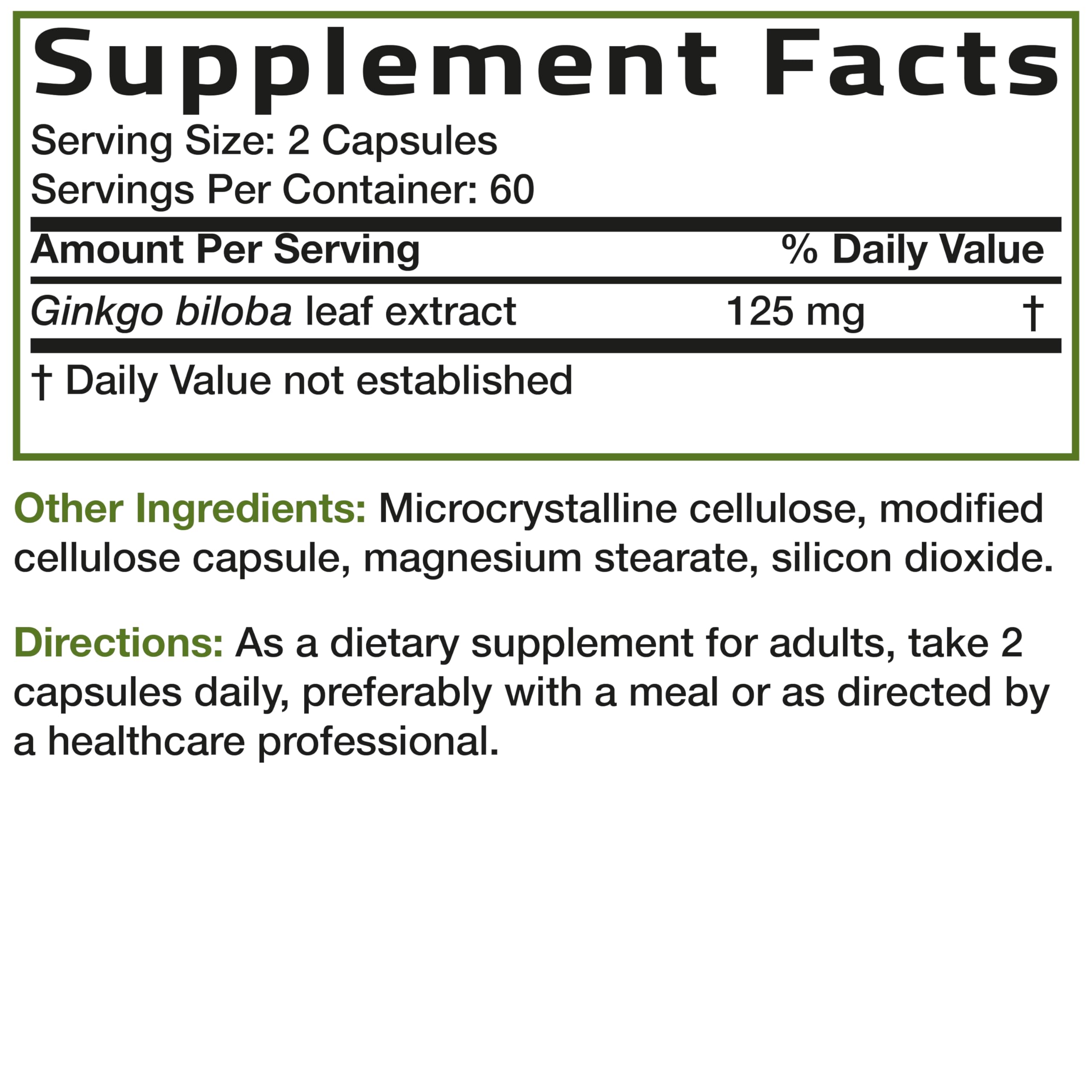 Bronson Ginkgo Biloba Extra Strength Supports Brain Function & Memory Support, 120 Vegetarian Capsules