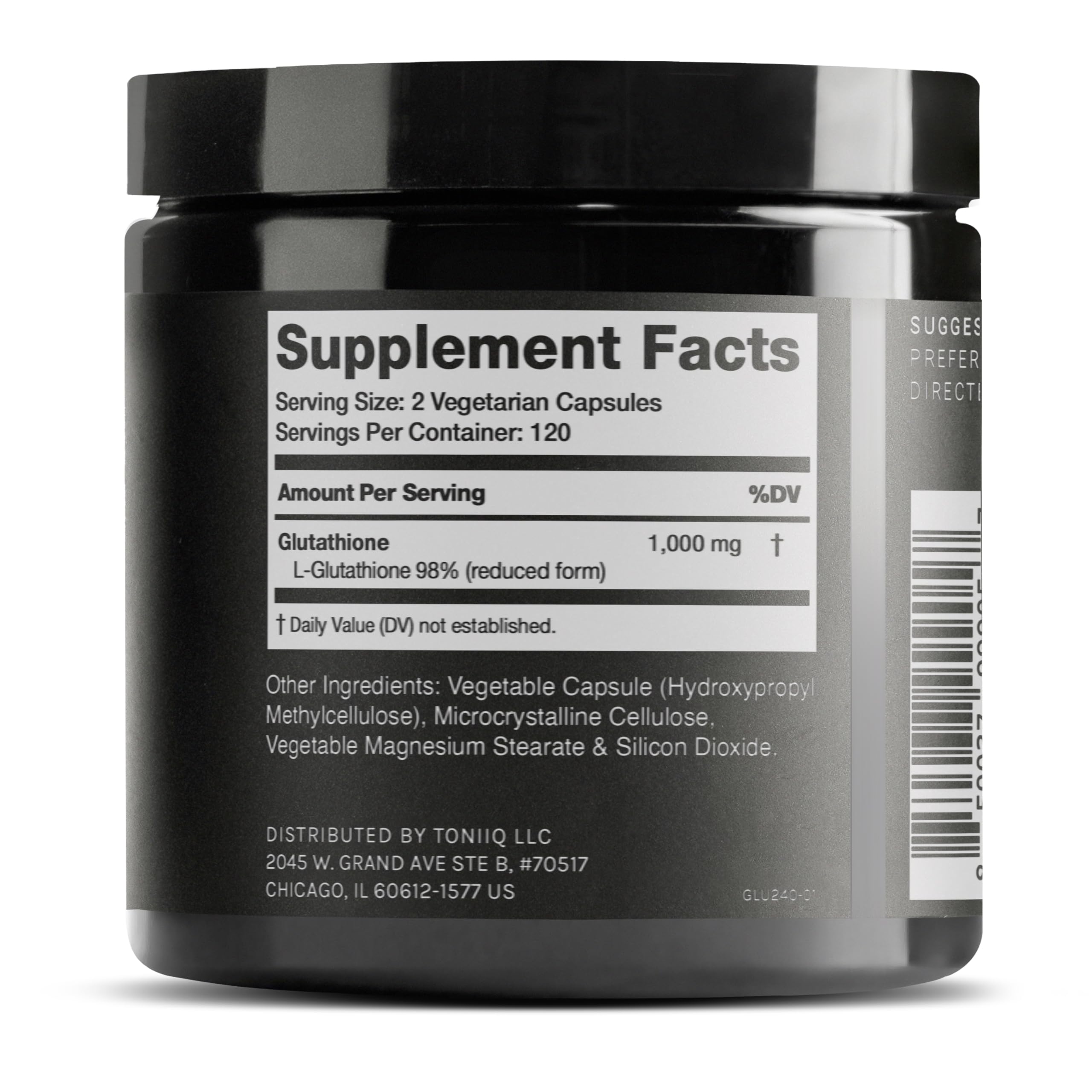 Toniiq Ultra High Strength Glutathione Capsules - 1000mg Concentrated Formula - 98%+ Highly Purified and Bioavailable - Non-GMO Fermentation - 240 Capsules Reduced Glutathione Supplement Toniiq Au supplements