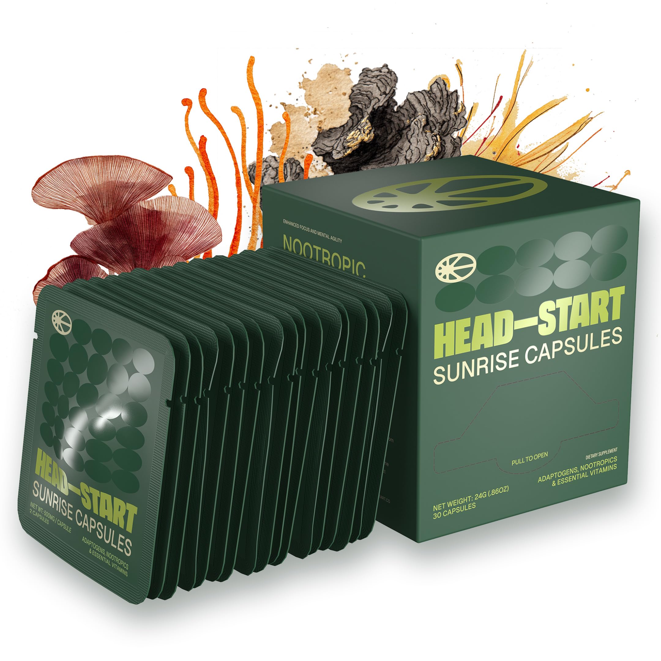 HEAD-START Sunrise Capsules | Nootropic Brain Supplement with Lion’s Mane, L-Theanine & Saffron | Adaptogen Blend for Focus, Energy, Clarity & Daily Performance HEAD-START Au supplements