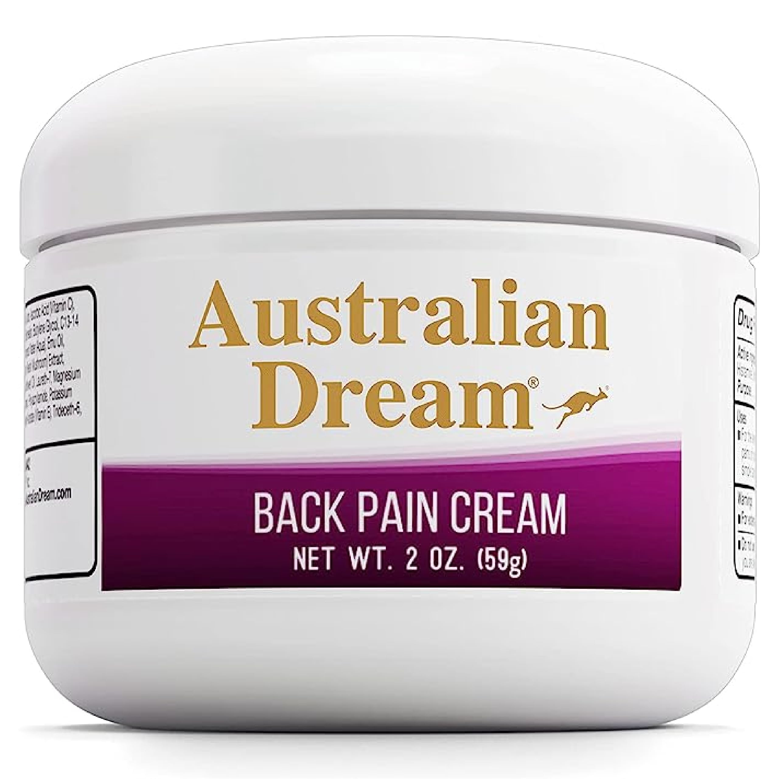 Australian Dream Back Pain Cream - Soothing, Non-Greasy Muscle Pain Relief Cream - Good for Neck, Back, Body, or Muscle Aches - 2 oz Jar Australian Dream Au supplements