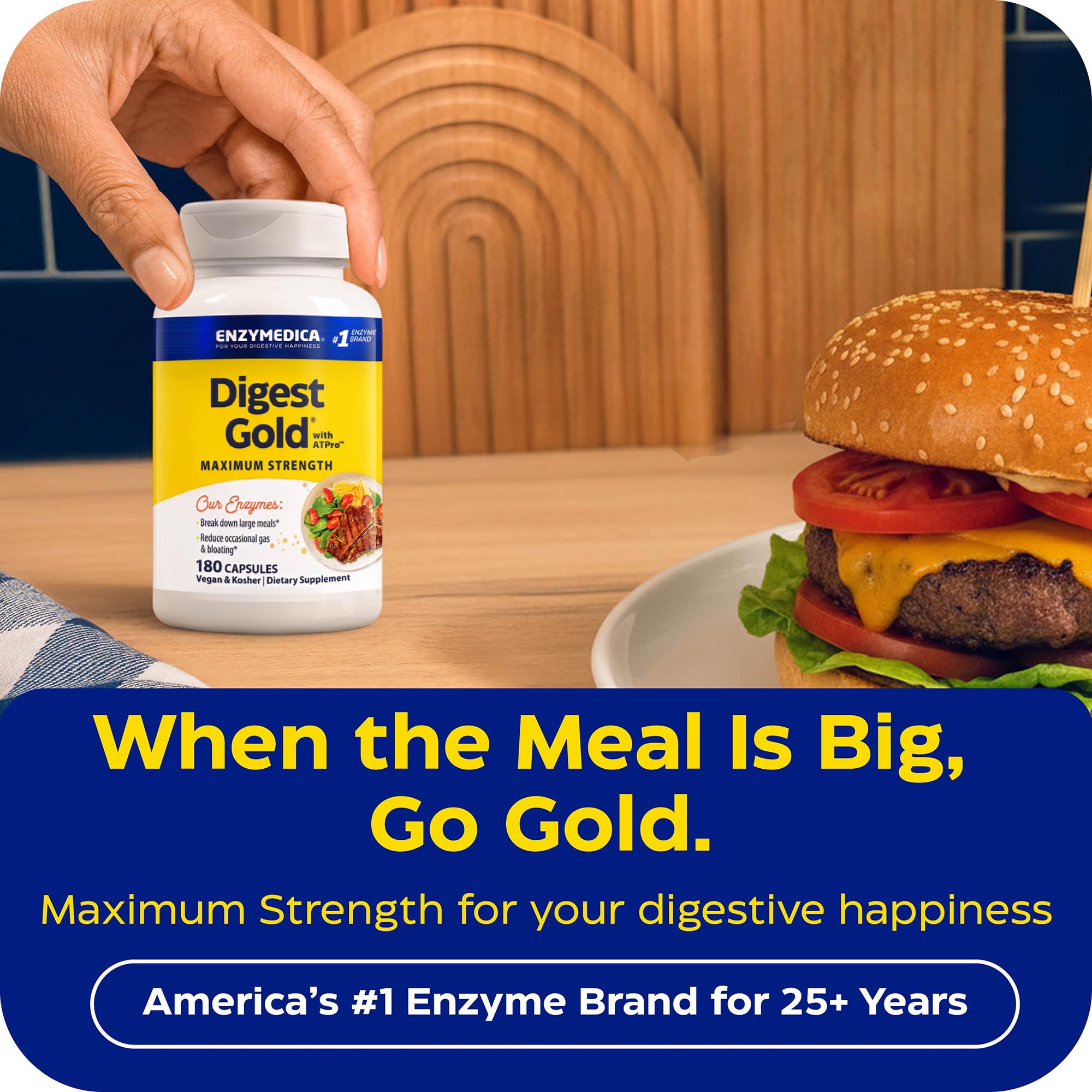 Enzymedica Digest Gold - Digestive Enzyme Supplement for Women & Men, Enzyme Capsules for Digestion, Gut Health Support, Helps Gas & Bloating, ATPro Energy Support,