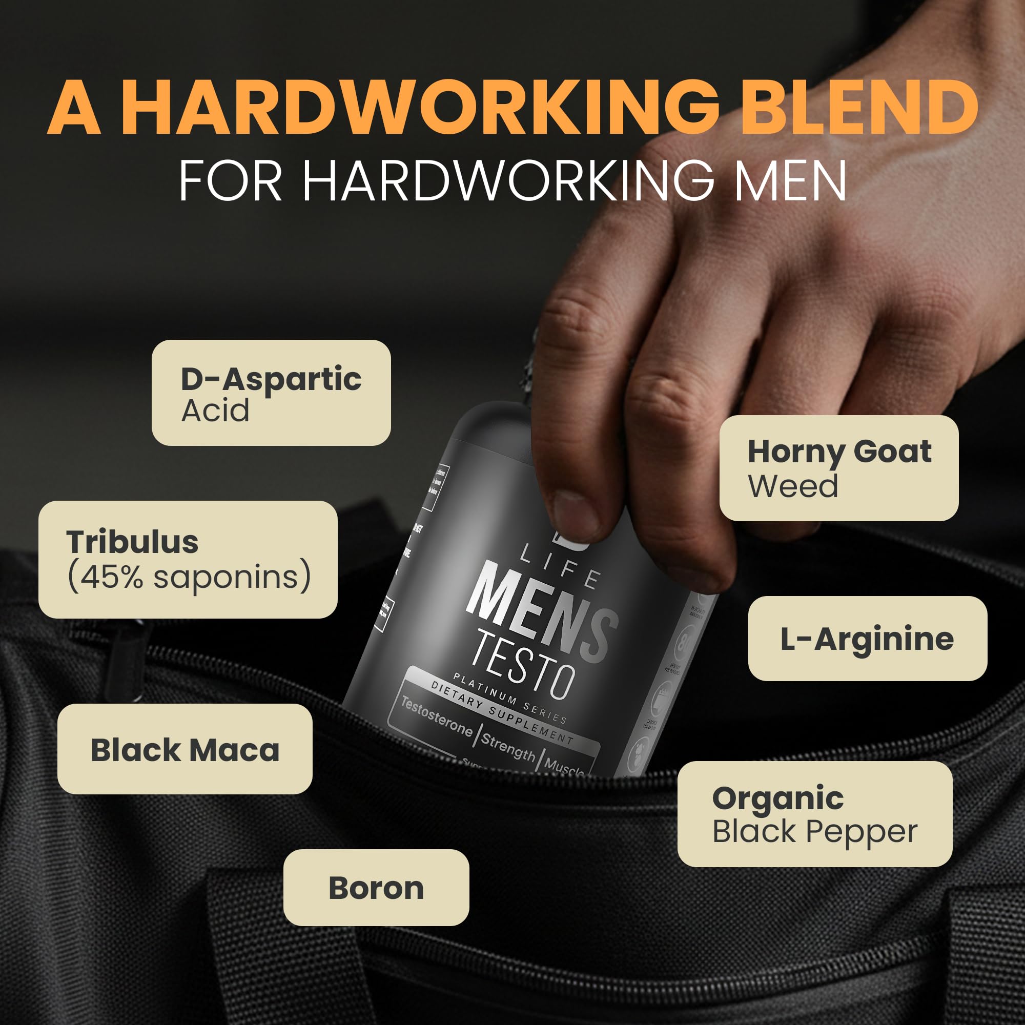 Testosterone Booster Supplement for Men | Boron supplement for men with Tribulus Terrestris, Black Maca, Horny Goat Weed, L-Arginine | Stamina, Endurance, Muscle growth & strength | 80 Servings B Life Company Au supplements