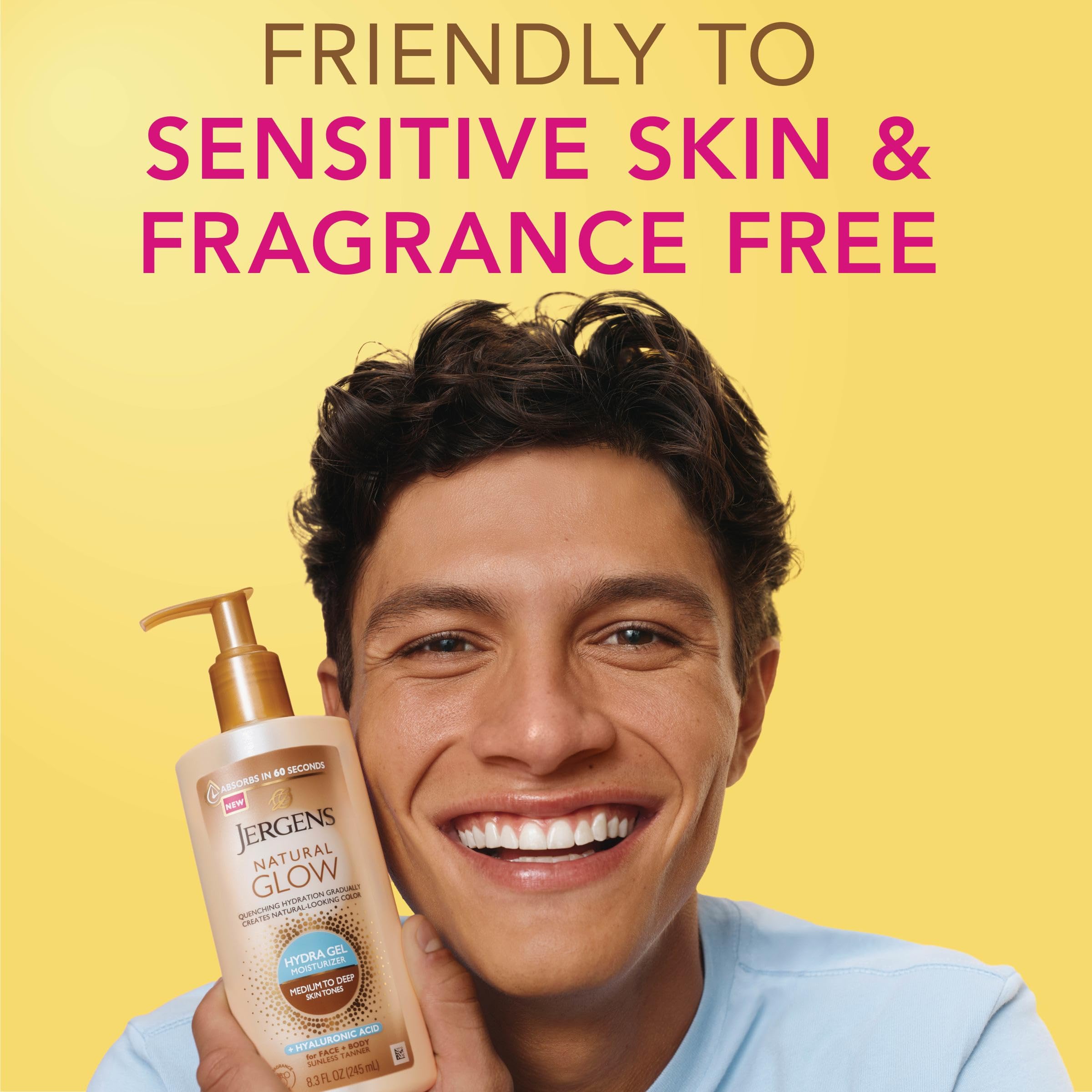 Jergens Natural Glow Hydra Gel Moisturizer, Hyaluronic Acid Tanning Lotion, Hydrating Tanning Gel, Fragrance-Free Self Tanner