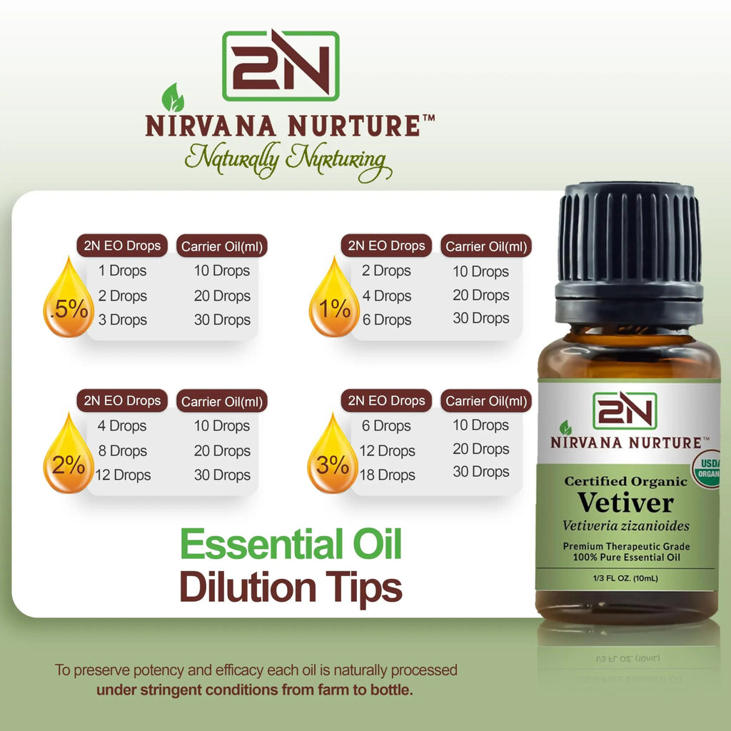 Nirvana Nurture Vetiver Essential Oil USDA Certified Organic 100% Pure Premium Therapeutic Grade Nirvana Nurture Au supplements