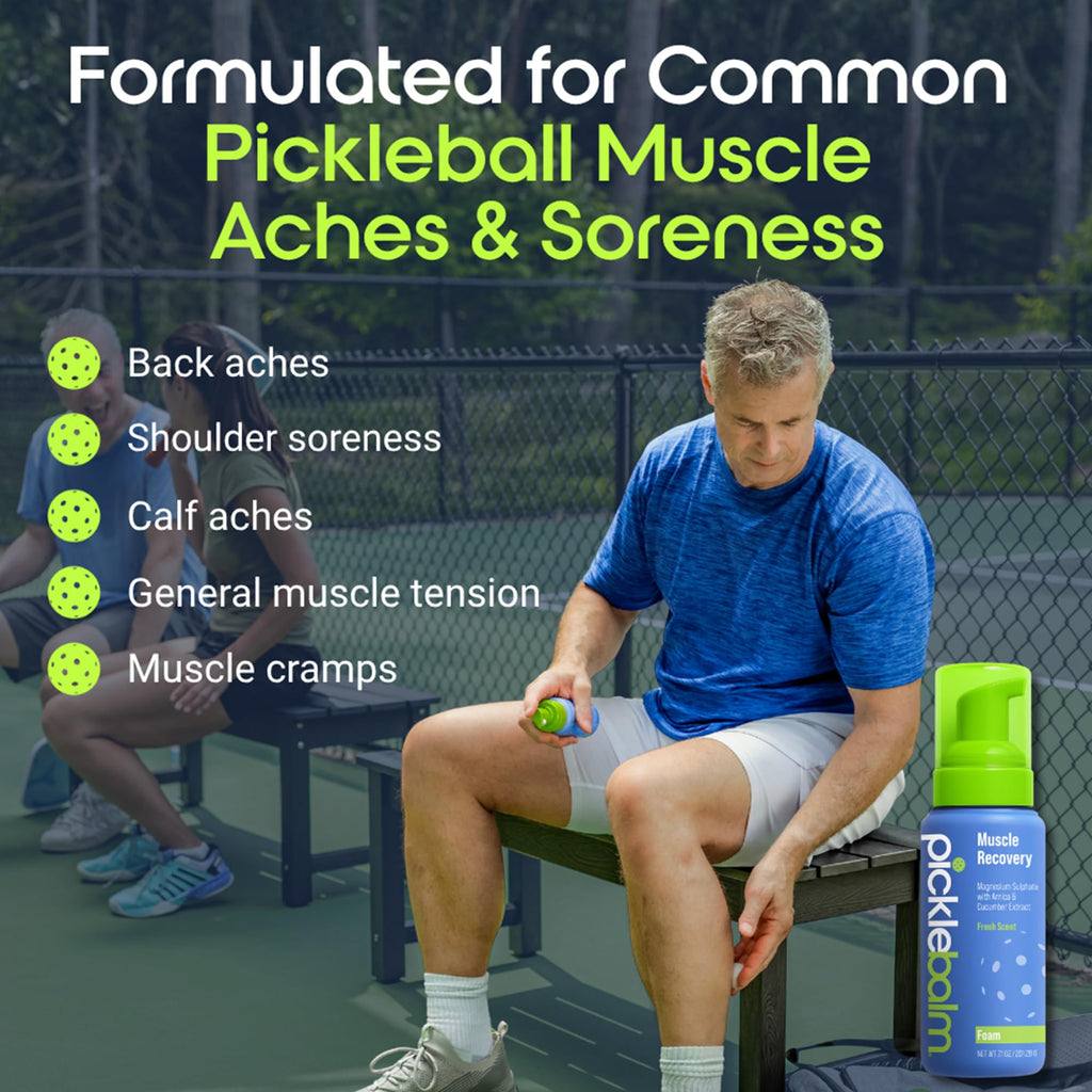 PickleBalm Pickleball Post-Game Foam Muscle Cramp Relief and Relaxer with Magnesium Sulphate, Arnica & Cucumber Extract for Pain and Leg Cramps, Sore Muscle Relief, 7.1oz Bottle PickleBalm Au supplements
