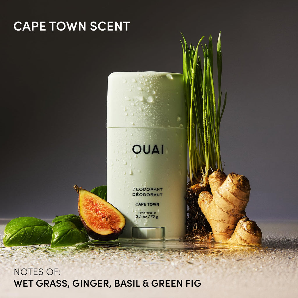 OUAI Aluminum Free Deodorant - Women's Deodorant with 24-Hour Odor Control & Invisible Application - Enriched with Notes of Wet Grass, Ginger, Basil & Green Fig - Cape Town (2.5 oz) OUAI Au supplements