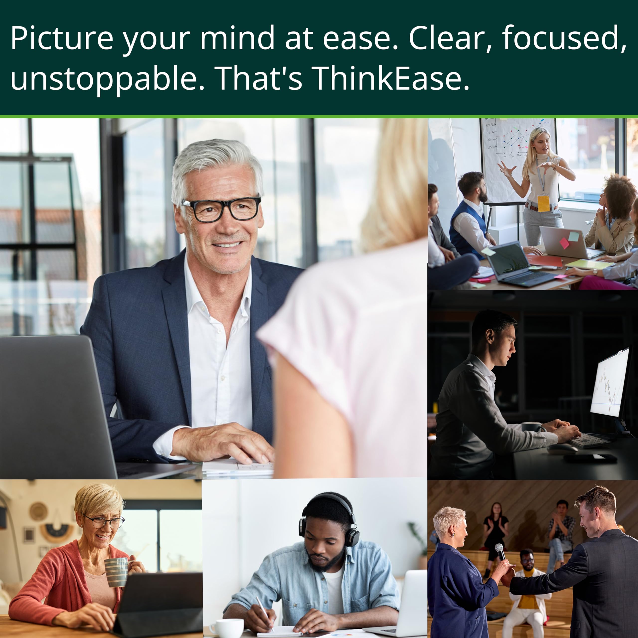 ThinkEase Brain Supplement (120 Capsules) | Memory, Mental Clarity, Focus, Cognitive Performance | Nootropic Supplement with L-Theanine, Acetyl L-Carnitine, Phosphatidylserine, Lion's Mane & More ThinkEase Au supplements