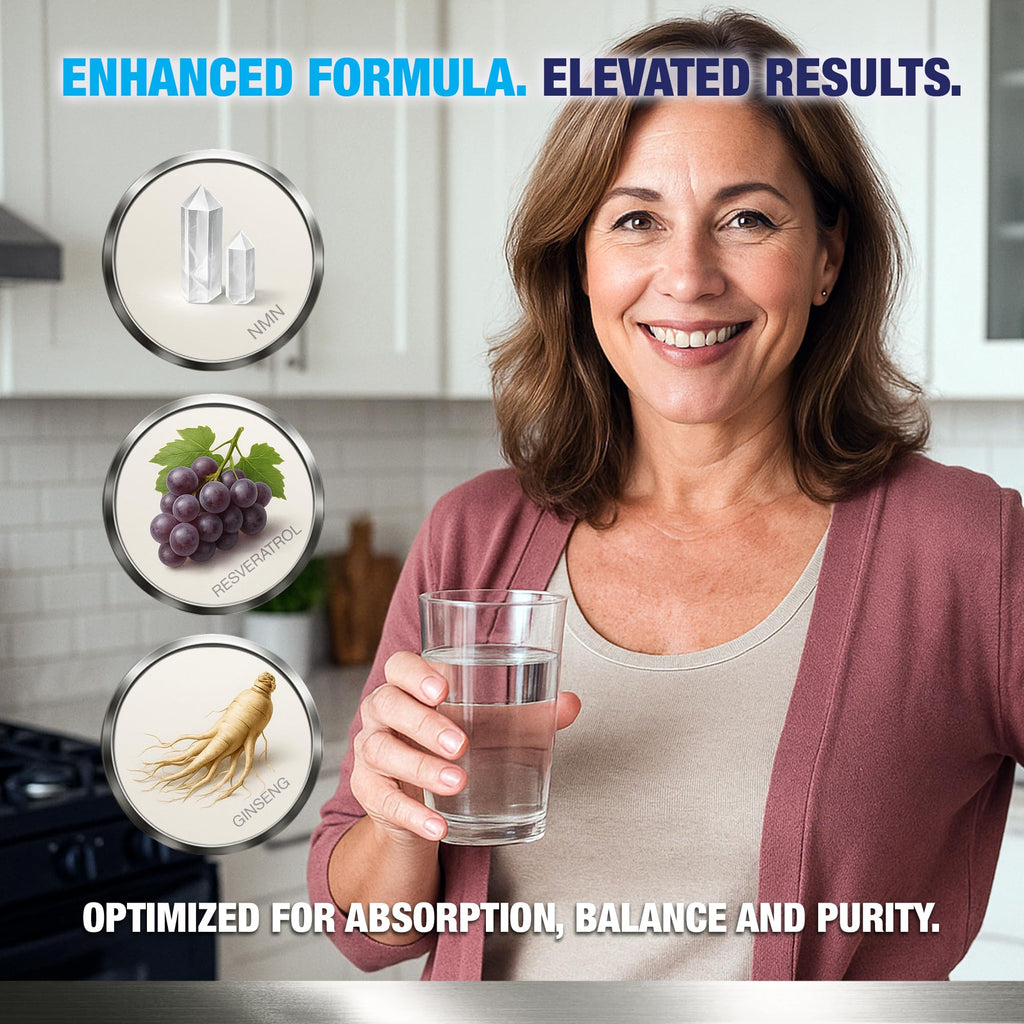 Vitology NMN Elite 500 – NMN 500mg, Resveratrol 200mg, Panax Ginseng 300mg – NAD+ Cellular Energy & Longevity Support Supplement – Focus, Vitality & Anti-Aging Formula – Non-GMO, Vegan Capsules Vitology Au supplements