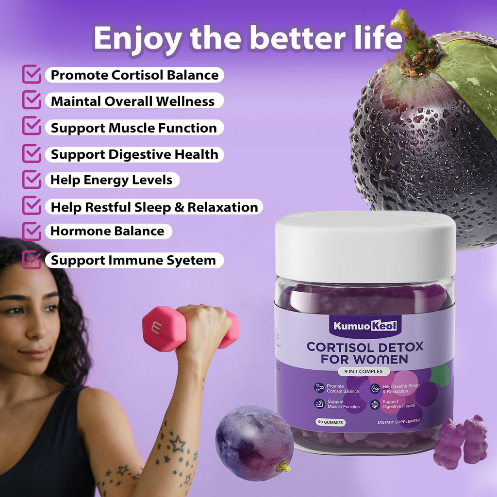 Cortisol Supplements for Women, Lower Cortisol for Women, Cortisol Gummies with Ashwagandha, Magnesium, L-Theanine, Phosphatidylserine, Vitamin, Relaxation, Focus, Sugar-Free, Vegan, 90 Count KumuoKeol Au supplements
