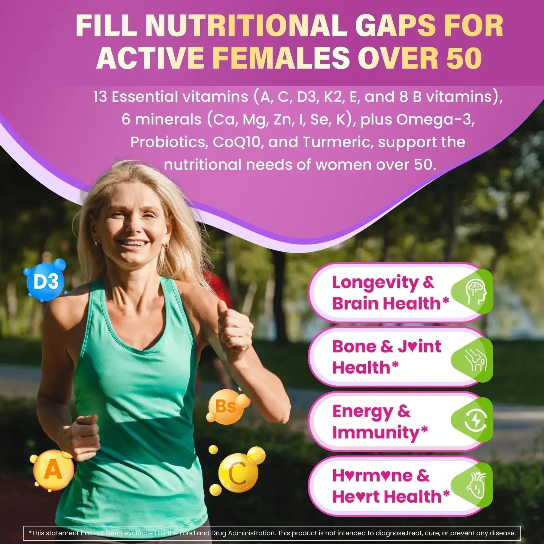 Multivitamin for Women 50 Plus Gummies, Vegan Omega 3, Methylfolate, Calcium, D3 K2, CoQ10, Daily Vitamin A C E, Methylated B12, Biotin, B Complex Nextdia Au supplements