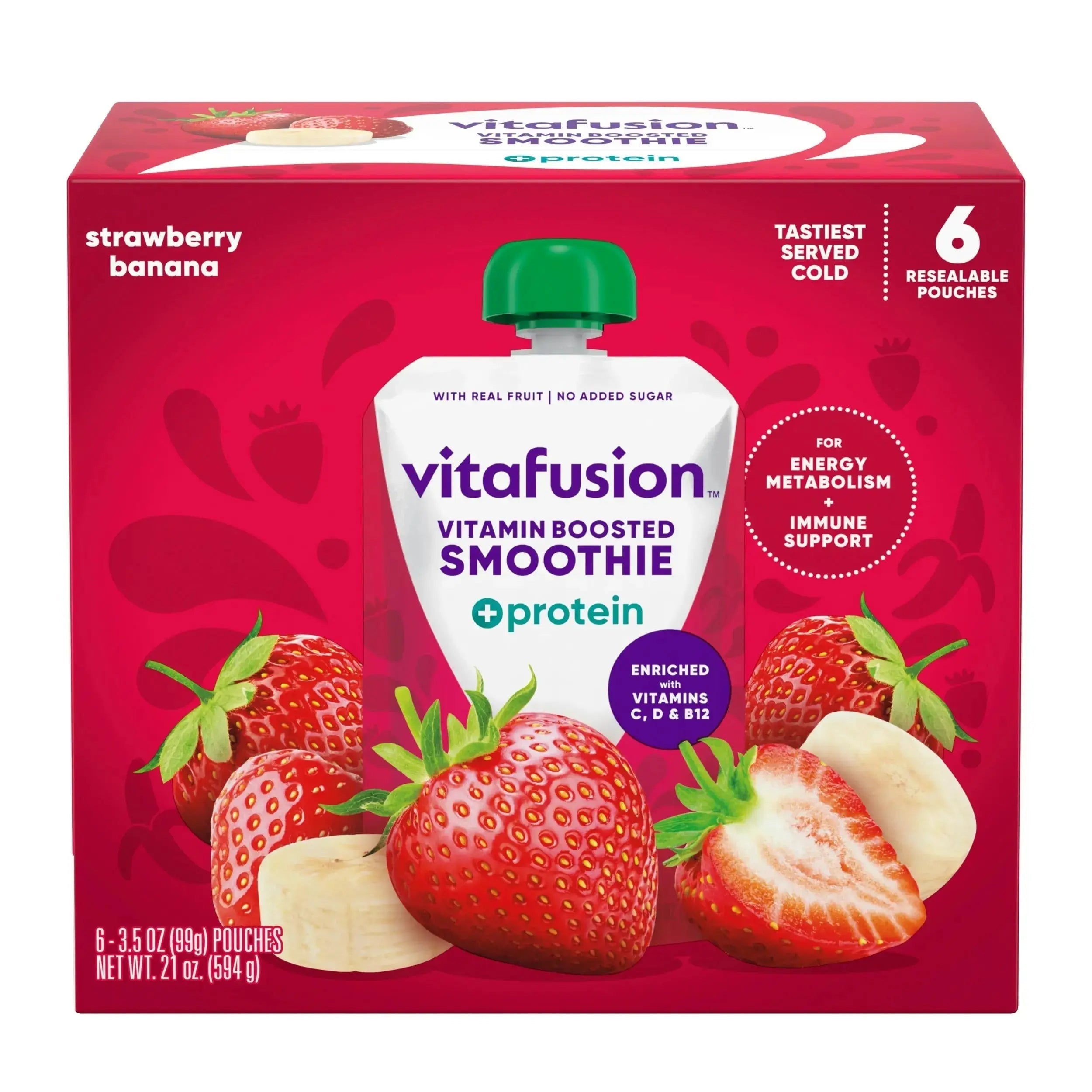 vitafusion Vitamin-Boosted Smoothie +Protein for Energy Metabolism and Immune Support, Strawberry Banana Flavor Excellent Source Vitafusion Au supplements