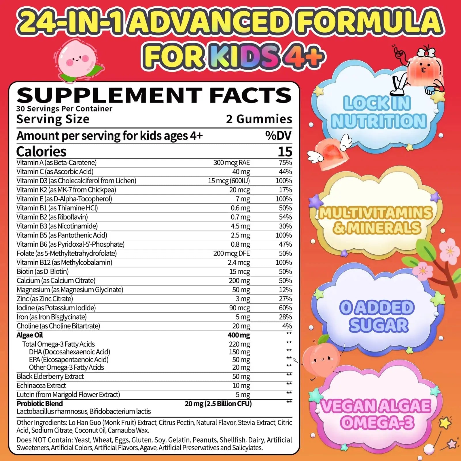 Fajeckma Organic Kids Multivitamin Gummies: Sugar Free Multi Vitamin Gummy with Vitamins D3 Iron Omega Probiotic Elderberry Calcium Zinc Dha Fajeckma Au supplements