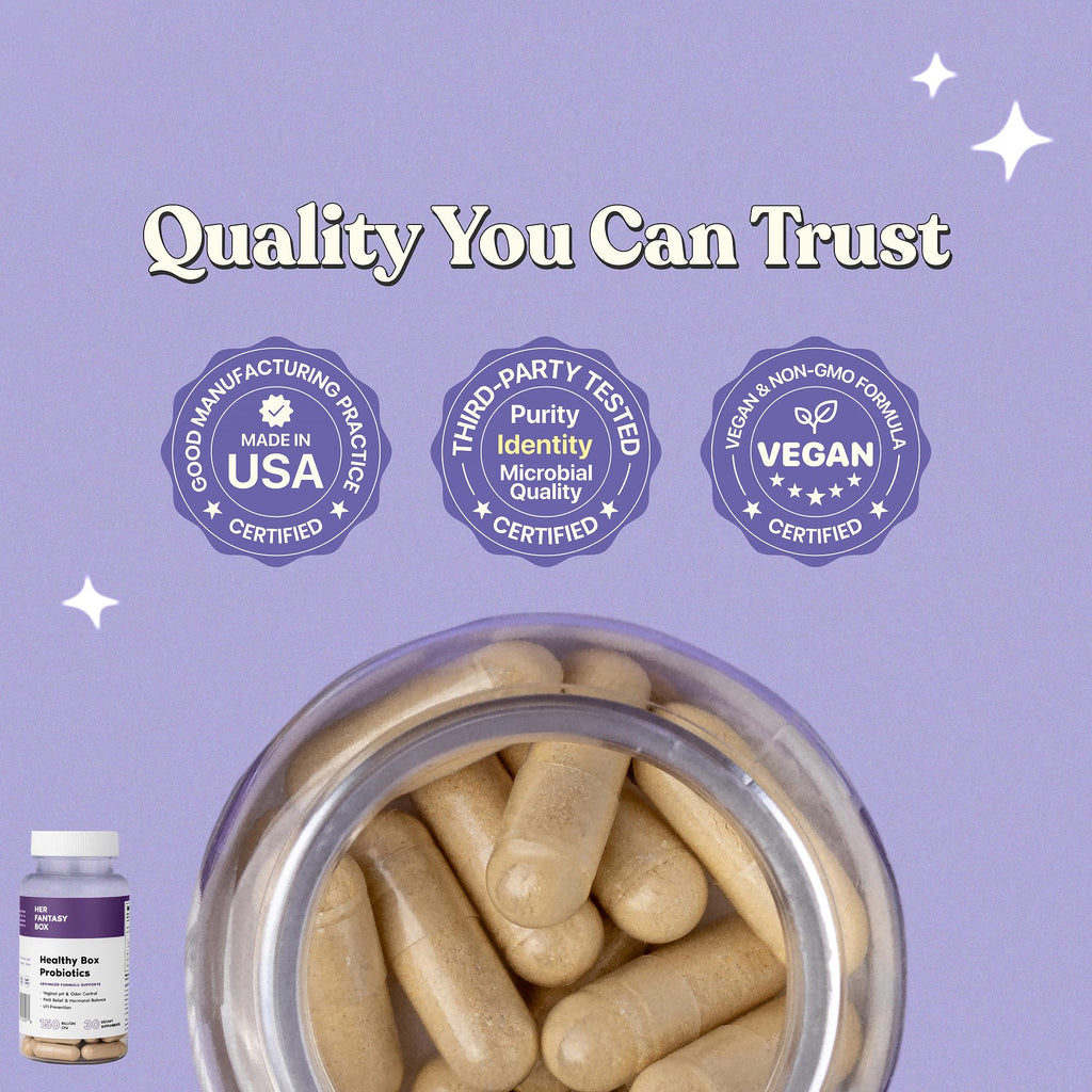 Her Fantasy Box | Healthy Box | Vaginal Probiotics for Women – Prebiotics + Advanced Lactobacillus Blend – Hormonal Balance, PMS Relief – Feminine Health Support with Cranberry & D-Mannose Her Fantasy Box Au supplements