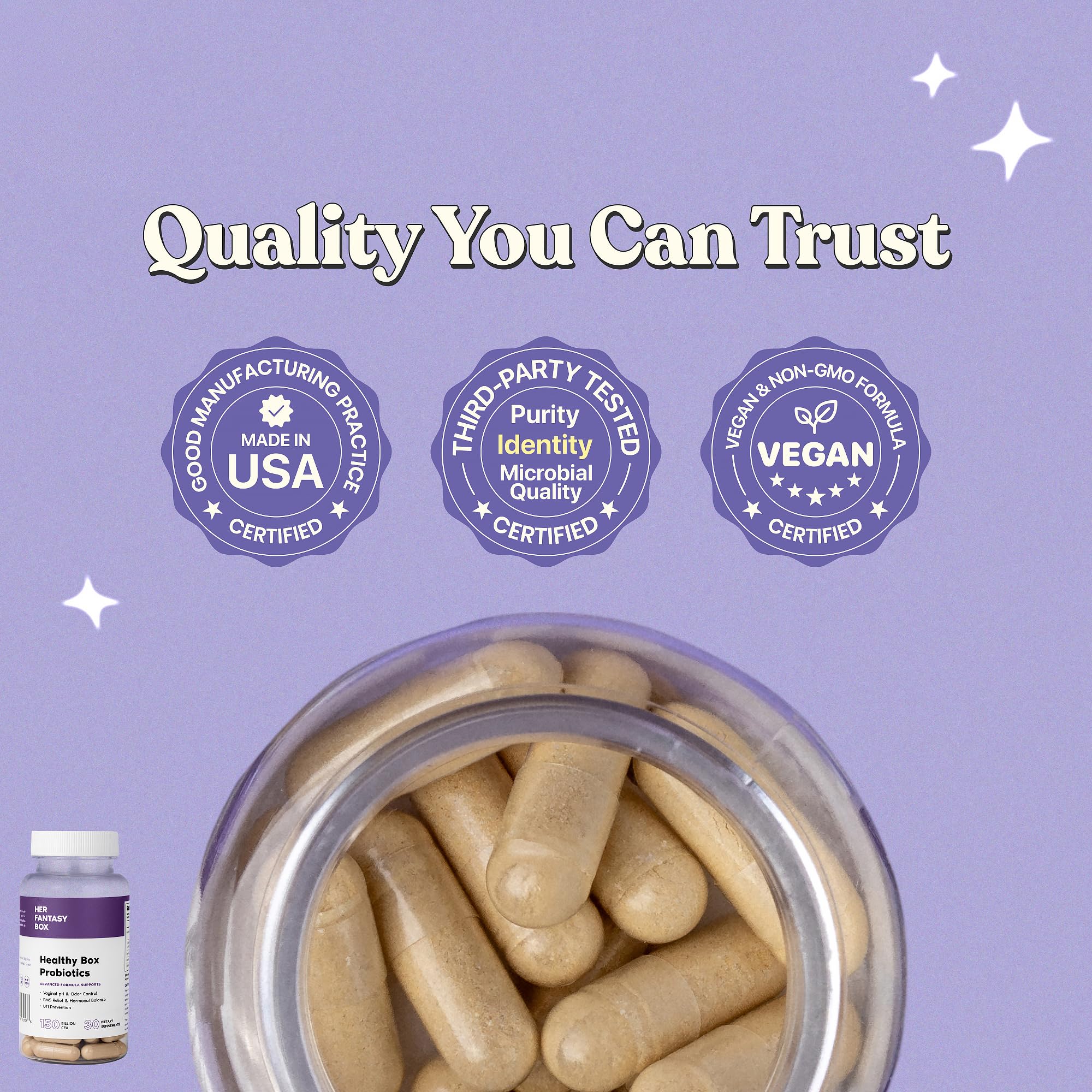 Her Fantasy Box | Healthy Box | Vaginal Probiotics for Women – Prebiotics + Advanced Lactobacillus Blend – Hormonal Balance, PMS Relief – Feminine Health Support with Cranberry & D-Mannose Her Fantasy Box Au supplements