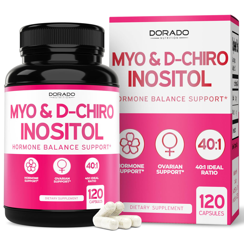 Myo-Inositol & D-Chiro Inositol Supplement For Women (120 Capsules, 2050mg Per Serving Ideal 40:1 Ratio Myo Inositol) Hormone Balance for Women - Third Party Tested