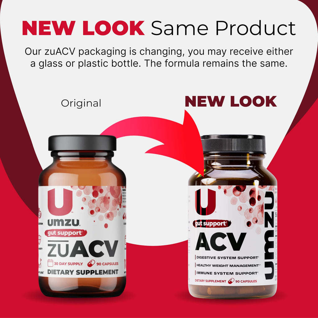 UMZU zuACV Apple Cider Vinegar + Prebiotics Supplement, (30 Day Supply) – ACV & Inulin Fiber Blend – Gut Health Support with ACV Capsules