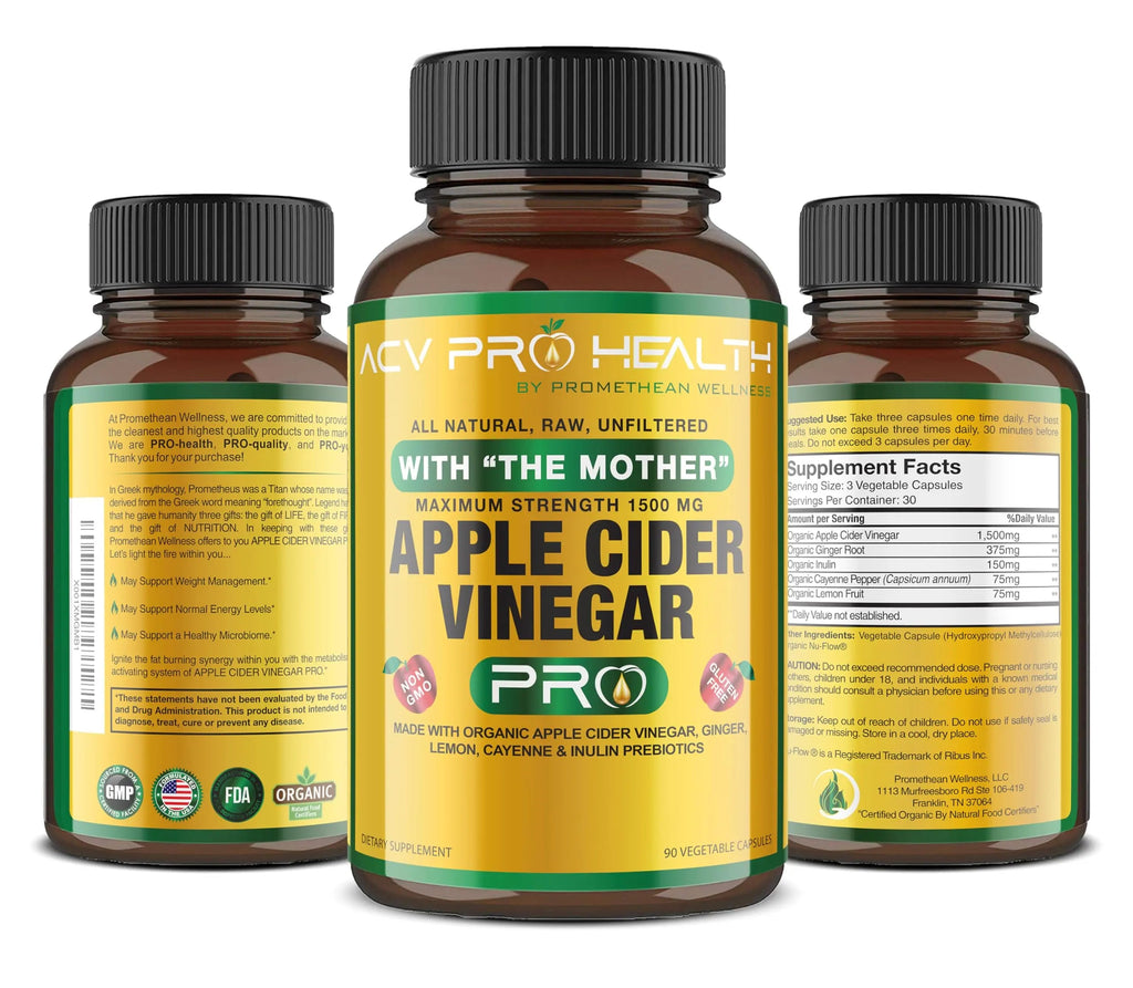 Certified Organic Apple Cider Vinegar Capsules Pro with Mother Acv Pills Detox Promethean Wellness Au supplements