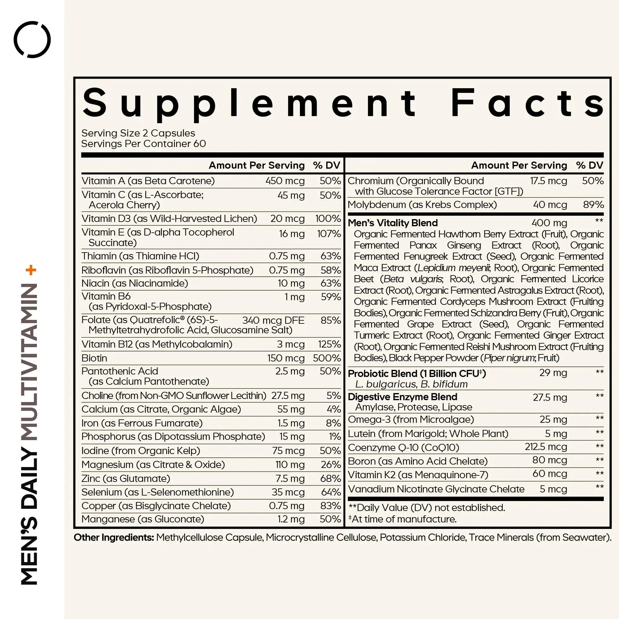 Codeage Men’s Daily Multivitamin – 25+ Essential Vitamins & Minerals, Organic Whole Foods, Probiotics, Omega-3, Zinc Codeage Au supplements