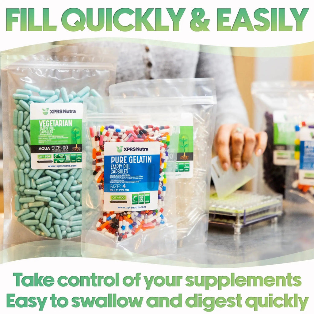 XPRS Nutra Size 3 Empty Capsules - 500 Count Empty Gelatin Capsules - Pills DIY Capsule Filling - Pure Bovine Pill Gel Caps Fillable XPRS Nutra Au supplements