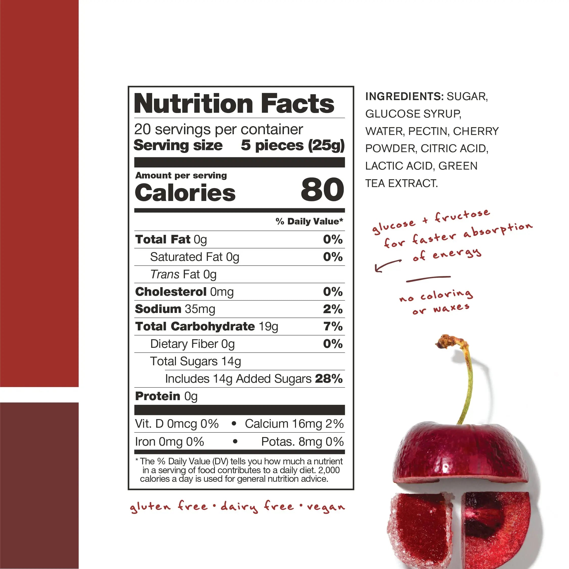 Skratch Labs Sport Energy Chews, Sour Cherry with Caffeine (10 Pack) Skratch Labs Au supplements