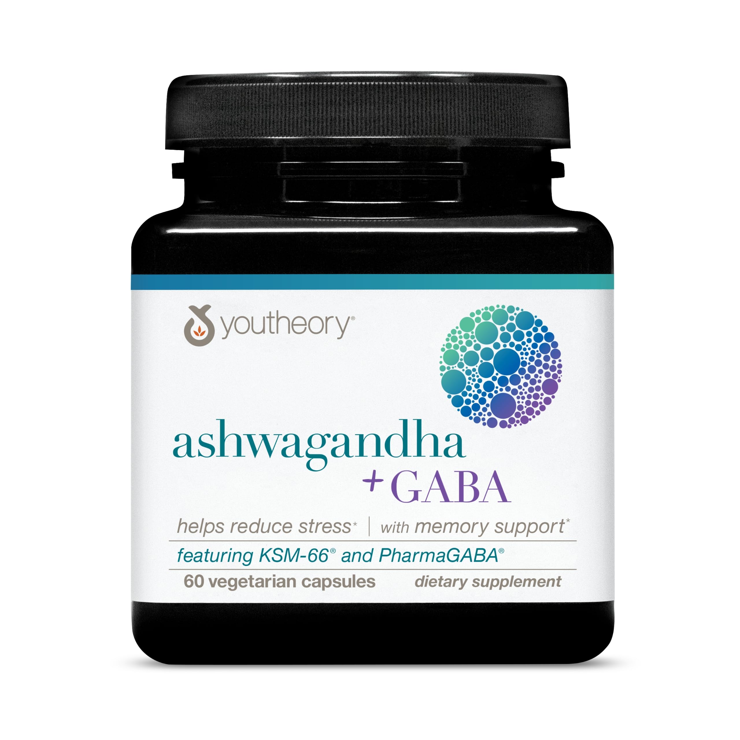 Youtheory Ashwagandha + GABA - Adaptogenic Blend with Organic KSM-66 & Ginger - Aids Stress Relief & Mood* - Supports Energy Levels