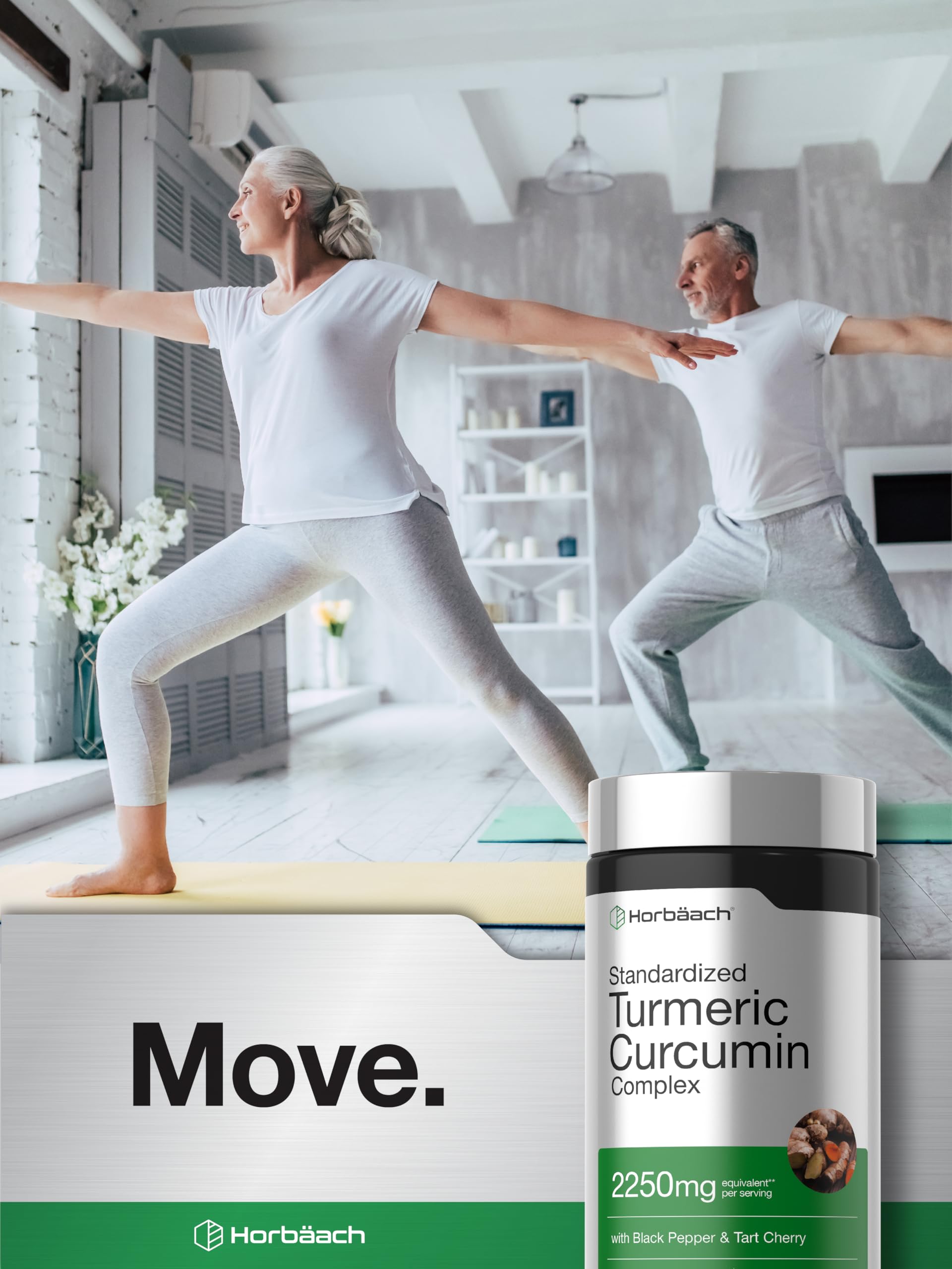 Horbäach Turmeric Curcumin Supplement | 180 Capsules | with Black Pepper & Tart Cherry | Non-GMO & Gluten Free