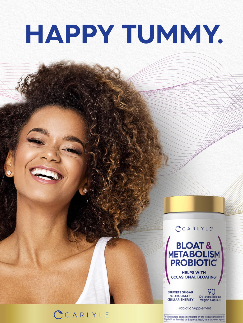 Carlyle Bloat and Metabolism Probiotic | 90 Capsules | Bloating Relief Formula | Sugar & Cellular Energy Support | for Women and Men | Vegan, Non-GMO, Gluten Free Carlyle Au supplements
