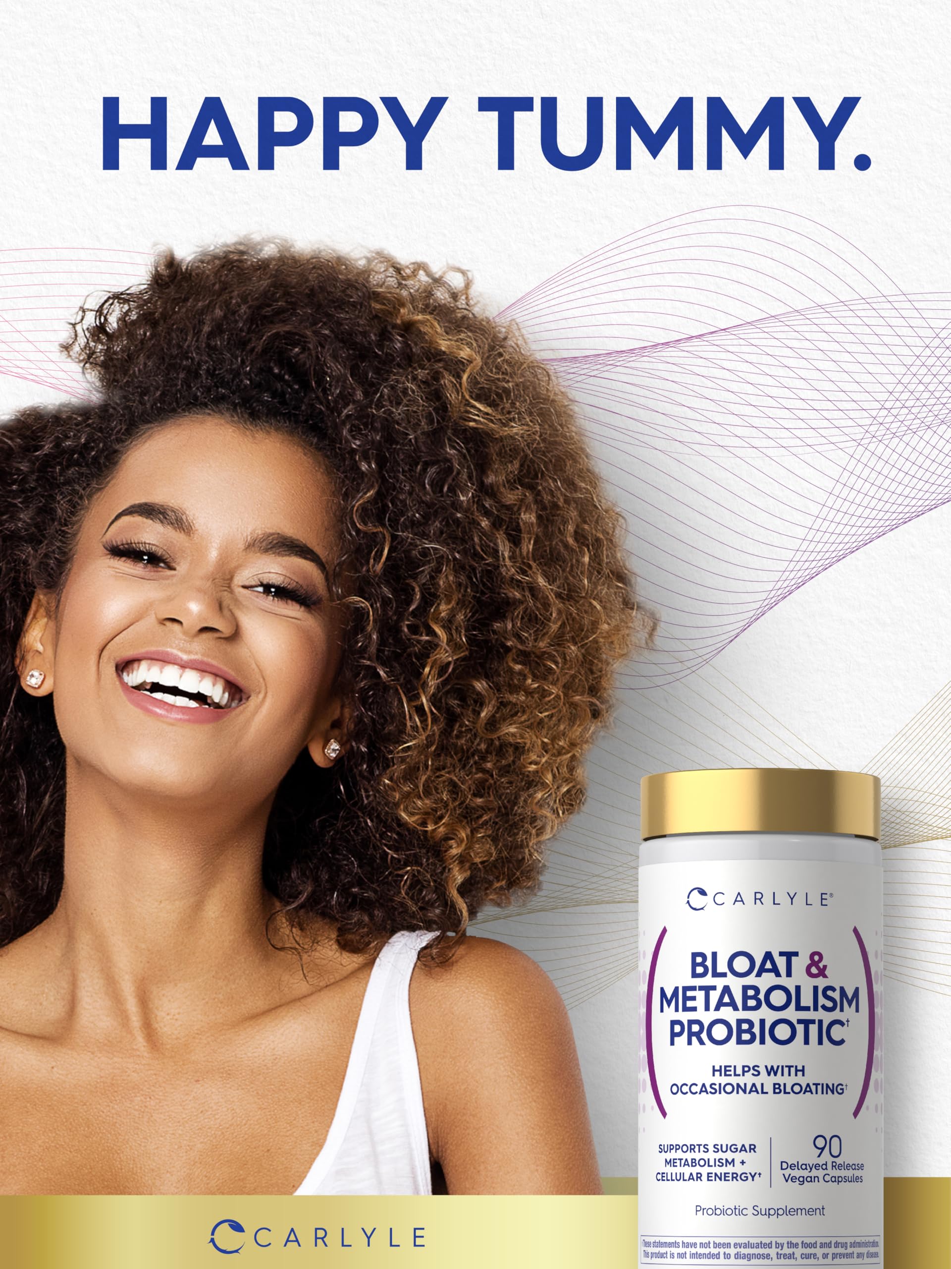 Carlyle Bloat and Metabolism Probiotic | 90 Capsules | Bloating Relief Formula | Sugar & Cellular Energy Support | for Women and Men | Vegan, Non-GMO, Gluten Free Carlyle Au supplements