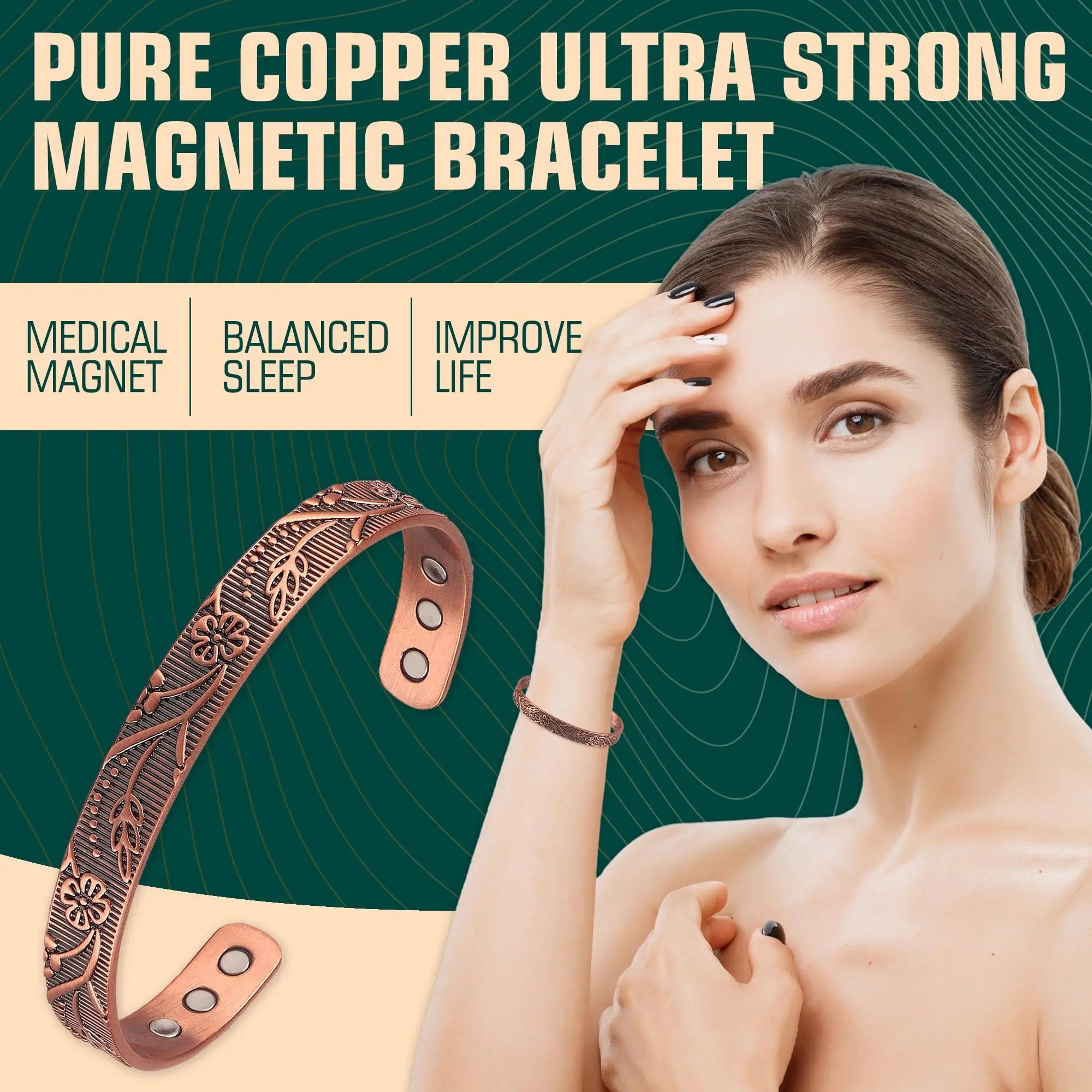 FASCIO Copper Bracelets and Copper Ring for Women Men,Adjustable Magnetic Lymphatic FASCIO Au supplements