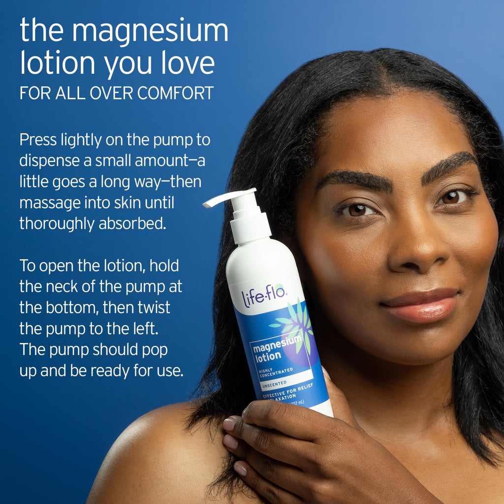 LIFE-FLO Unscented Magnesium Lotion - Highly Concentrated Magnesium Lotion for Kids and Adults - Soothes Overworked Muscles