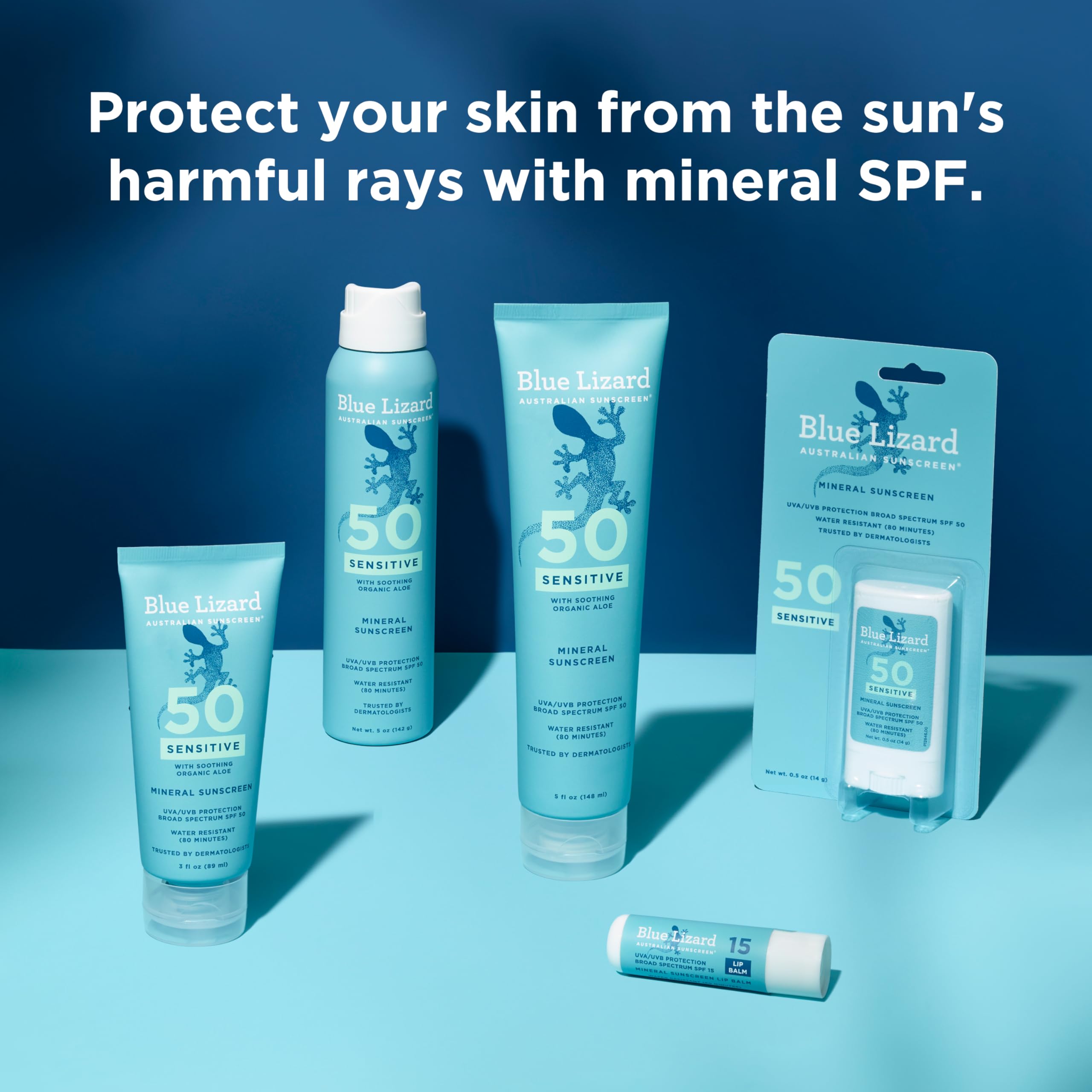BLUE LIZARD Mineral SPF 15 Lip Balm, 3-Pack: Broad Spectrum Sun Protection, Natural Coconut Flavor, 8 Natural Oils