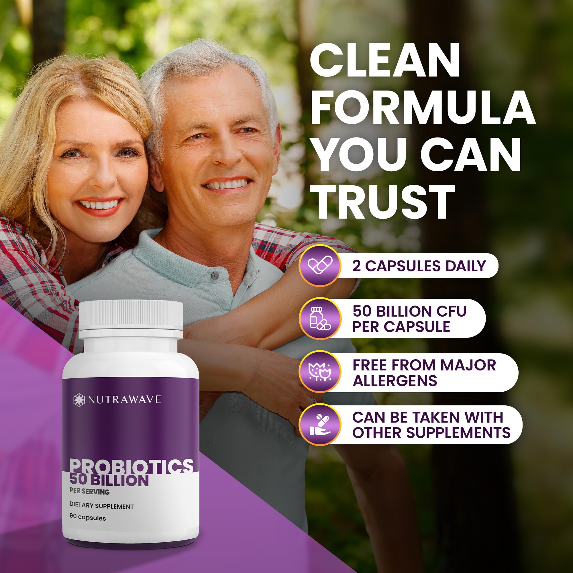 Nutrawave 50 Billion Probiotics for Women & Men, 15 Strains Active Culture. Relieves Bloating & Constipation, Improved Digestion & Gut Health Supplement, Vegan. 60 Powerful Small Capsules. Nutra Wave Au supplements