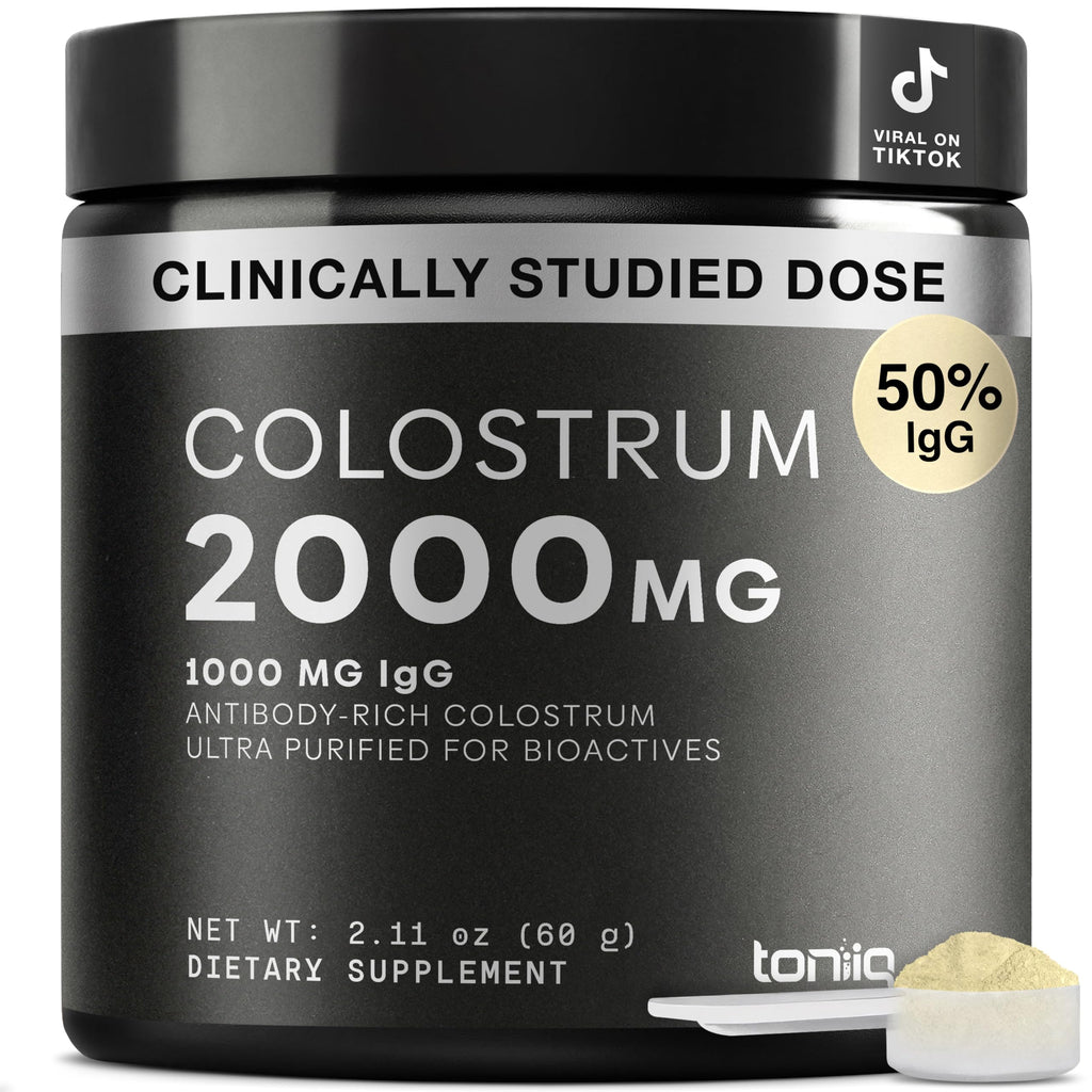 Toniiq Colostrum Powder – Ultra High Potency 50% IgG Concentrate – Farm-to-Jar Traceable French Colostrum – Microfiltered for Purity – Third-Party Lab Verified – 30 Servings Toniiq Au supplements
