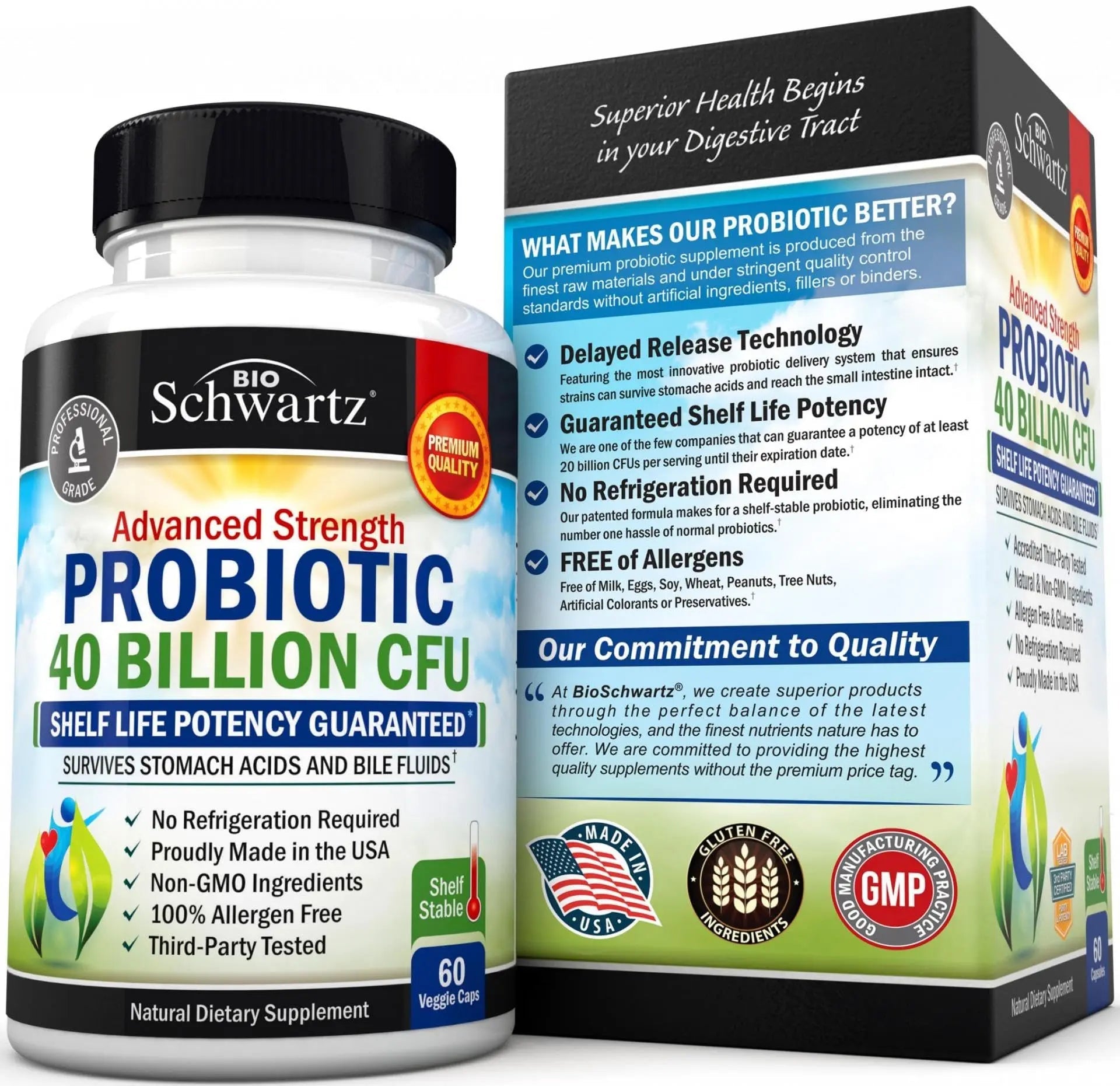 Daily Probiotic Supplement with 40 Billion CFU - Gut Health Complex with Astragalus BioSchwartz Au supplements