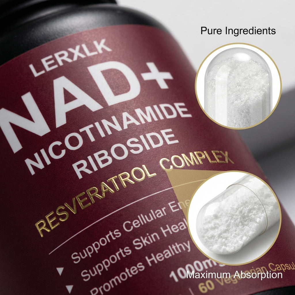 LERXLK NAD+ Supplement 1000mg – Liposomal Nicotinamide Riboside with Resveratrol, Advanced Cellular Energy & Healthy Aging Support, 60 Vegetarian Capsules LERXLK Au supplements