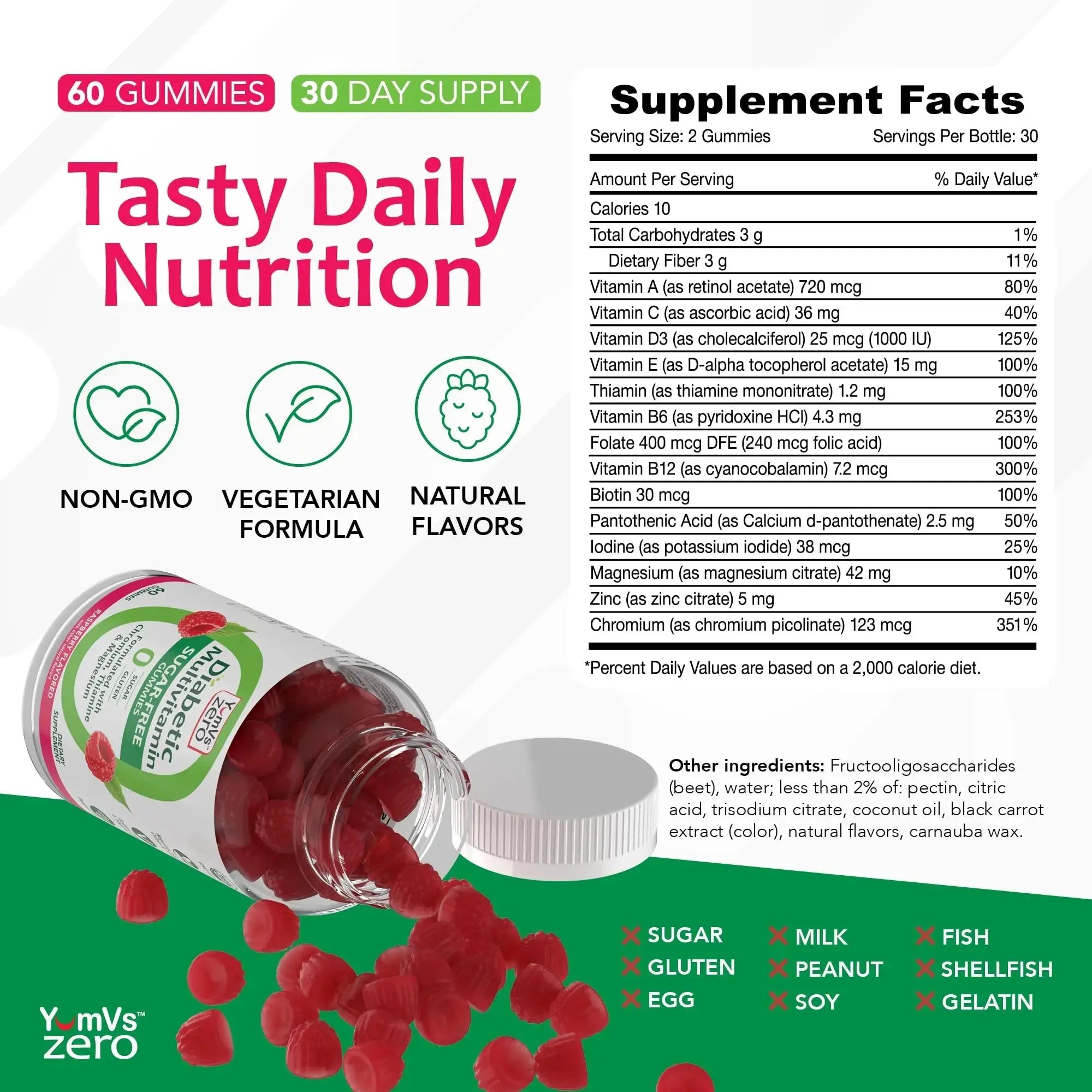 YUM-V'S Multivitamin for Women & Men – Sugar Free Multivitamin Gummies – Zero Sugar Gummy with Chromium, Thiamine & Magnesium YUM-V'S Au supplements