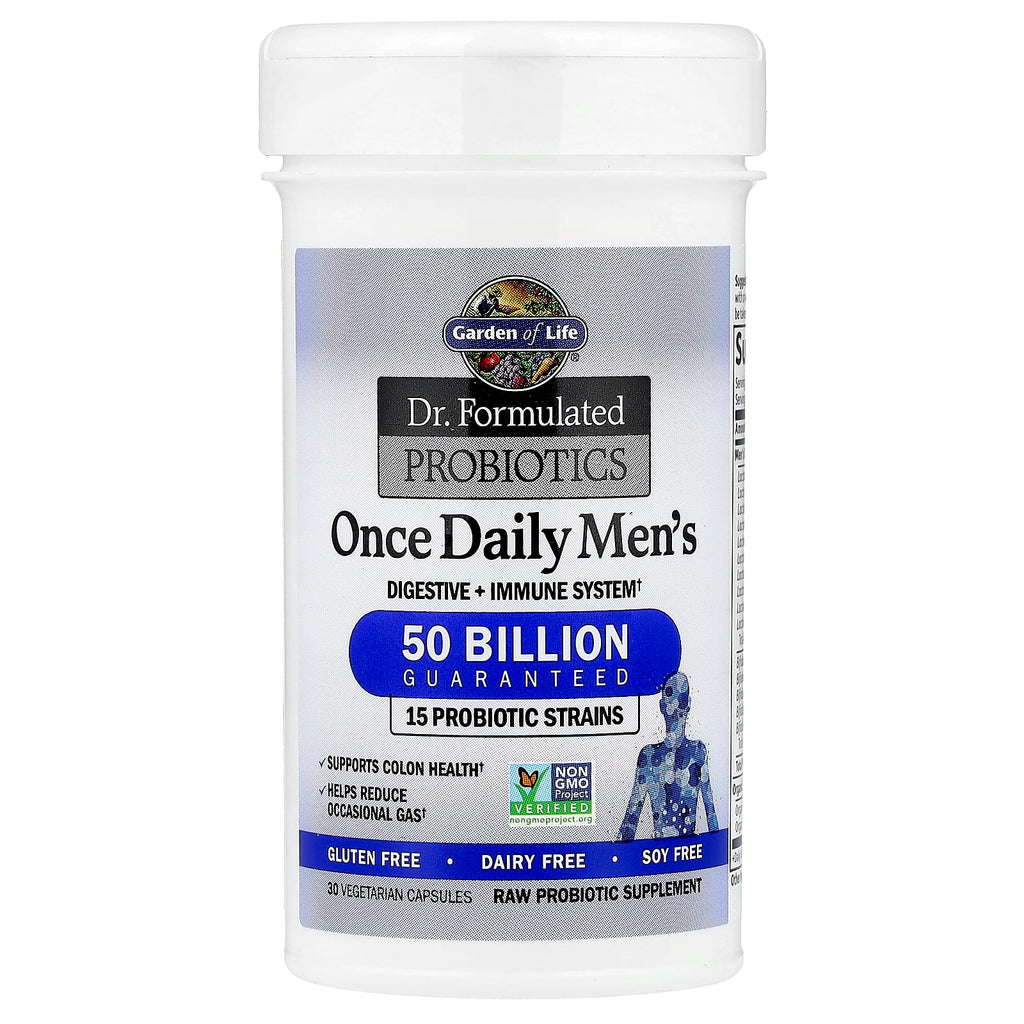 Garden of Life Probiotics for Men, Dr Formulated 50 Billion CFU 15 Probiotics for Digestive Health + Organic Prebiotic Fiber, Colon & Immune Support