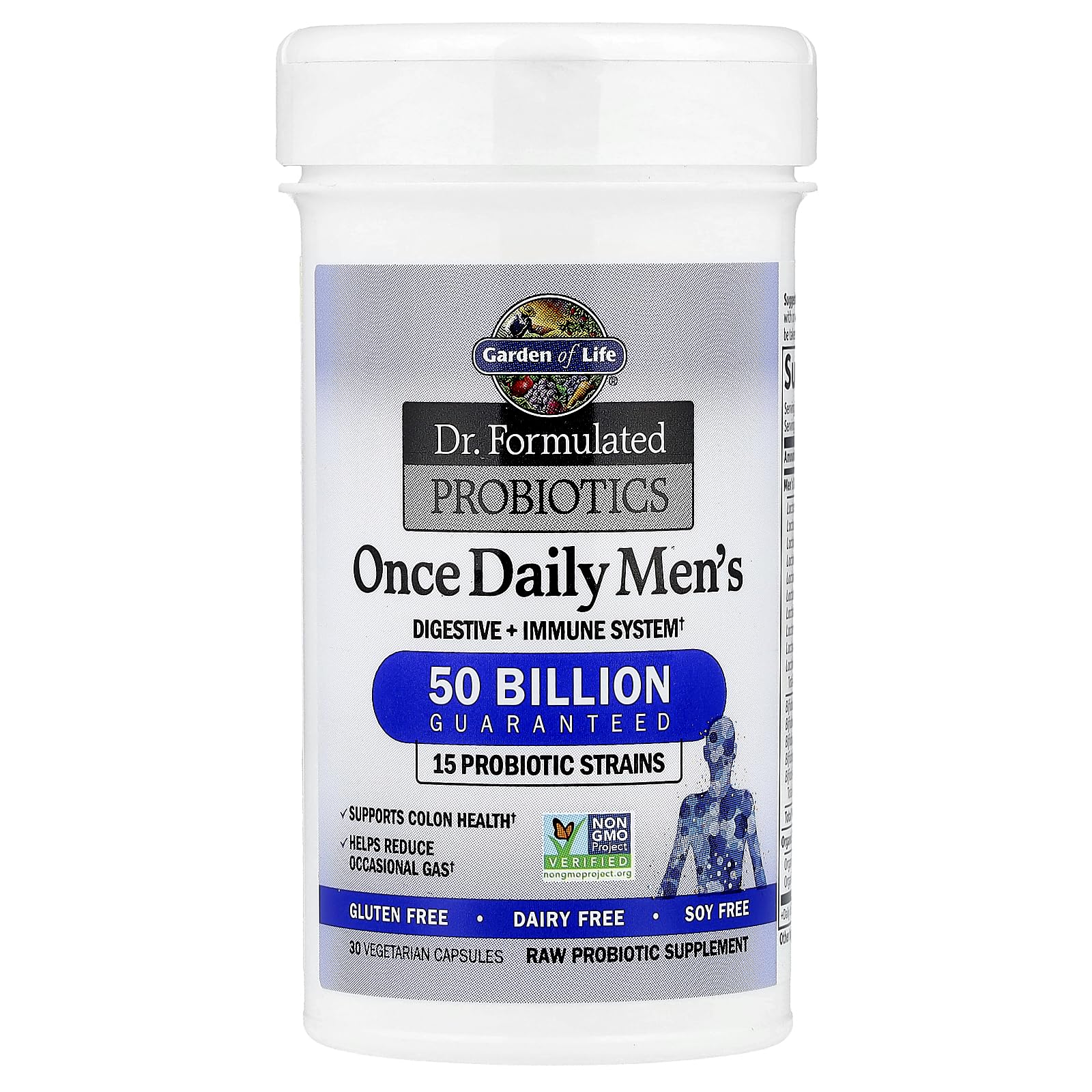 Garden of Life Probiotics for Men, Dr Formulated 50 Billion CFU 15 Probiotics for Digestive Health + Organic Prebiotic Fiber, Colon & Immune Support