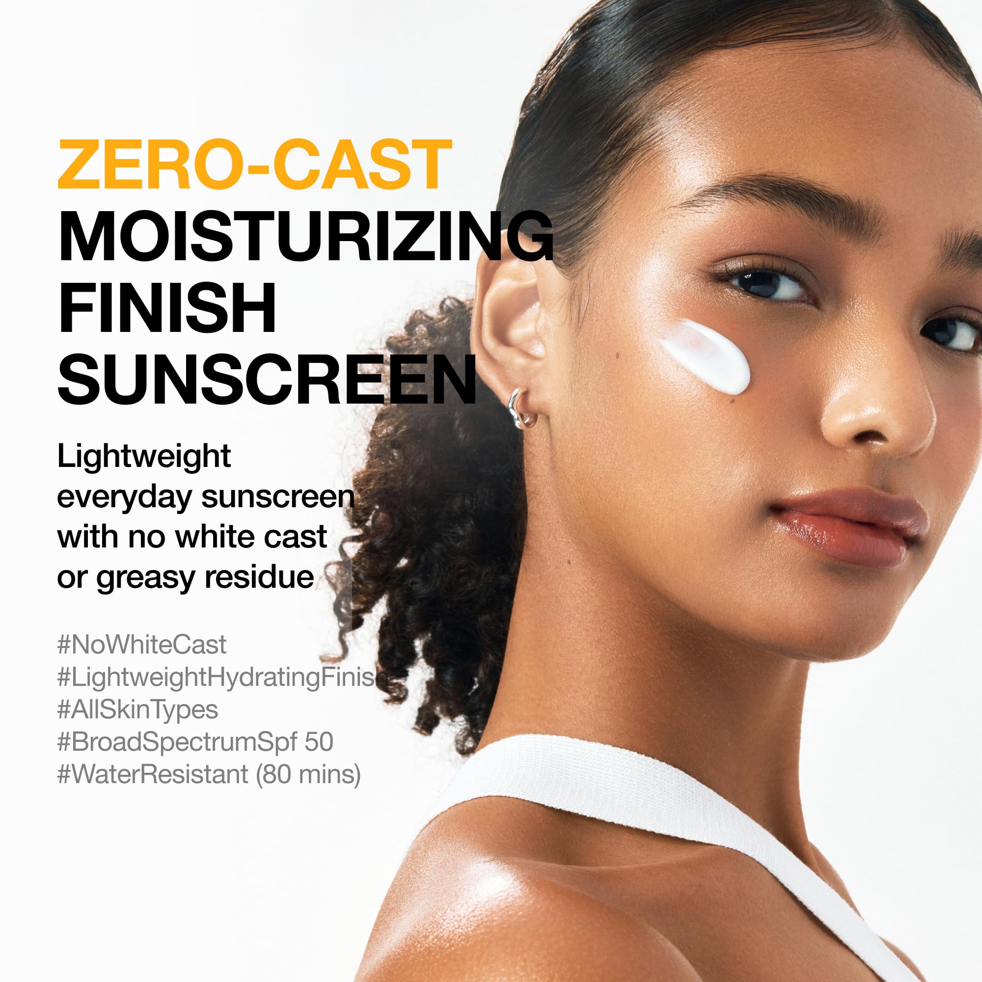Anua, Zero-Cast Moisturizing Sunscreen SPF 50, Glow Natural Sunscreen for face, No White