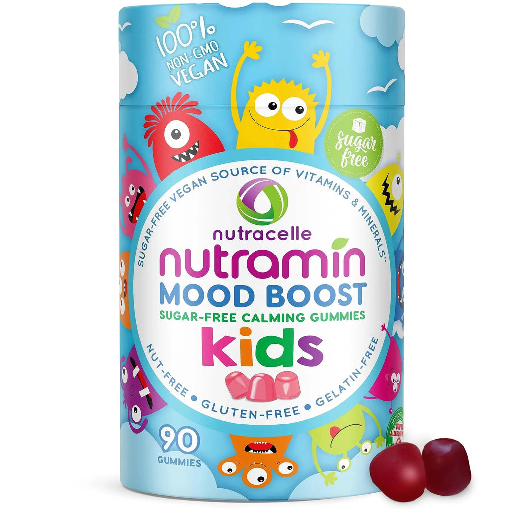 NUTRAMIN Kids Mood Boost Vegan Vitamin Gummy: Calming Magnesium Citrate Supplement for Children with Ashwagandha & Vitamin B Complex to Relax & Focus Nutracelle Au supplements