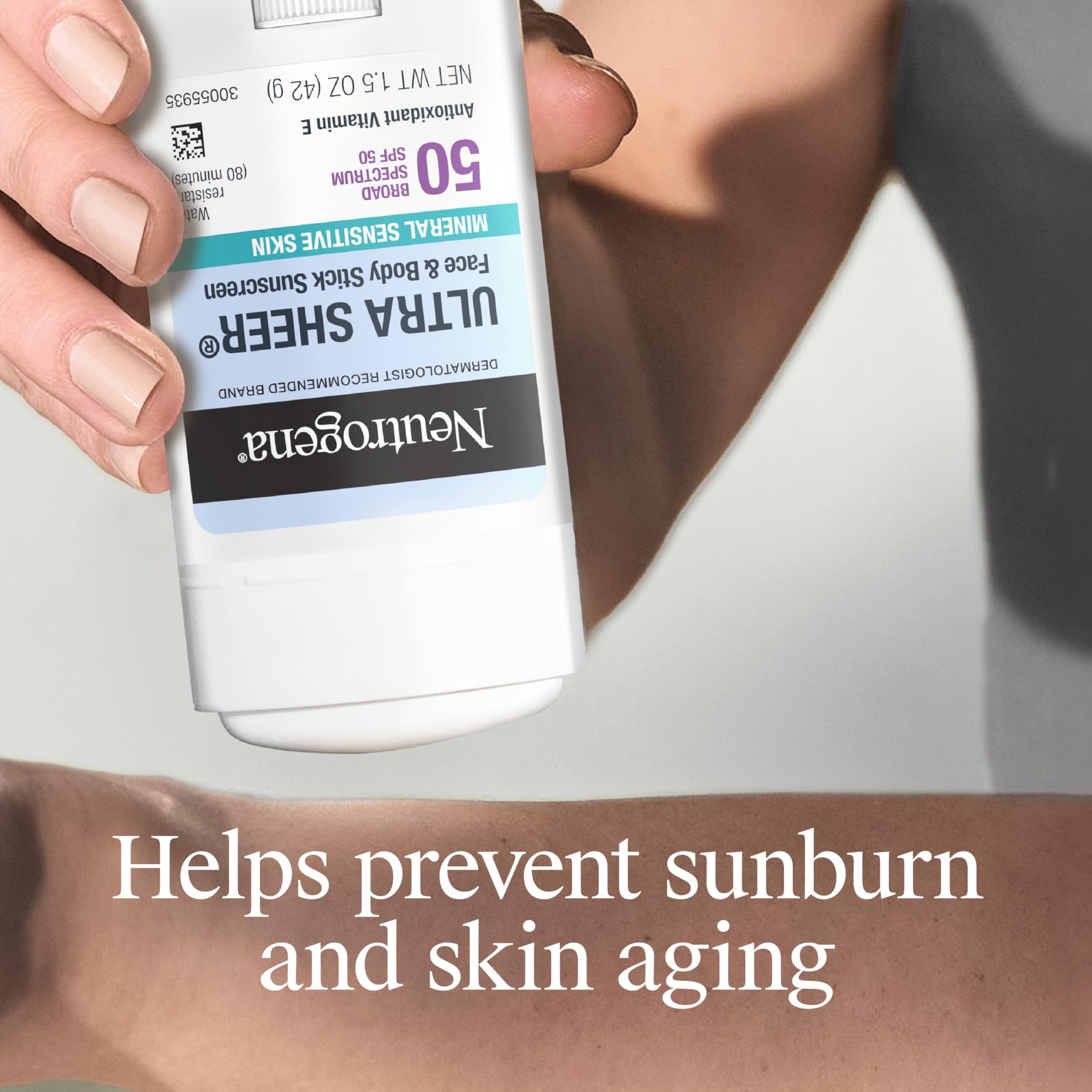 Neutrogena Ultra Sheer Dry Touch SPF 50 Mineral Sunscreen Stick for Sensitive Skin, Zinc Oxide, Body & Face Sunscreen