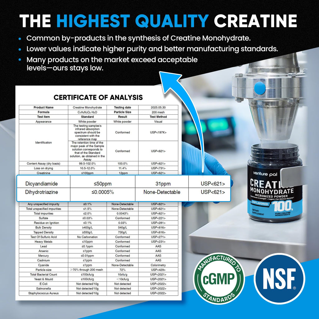 Venture Pal 100% Pure Micronized Creatine Monohydrate Powder, Unflavored Creatine for Women & Men, Vegan, Keto, Gluten Free, 5 g (5000mg) per Serving