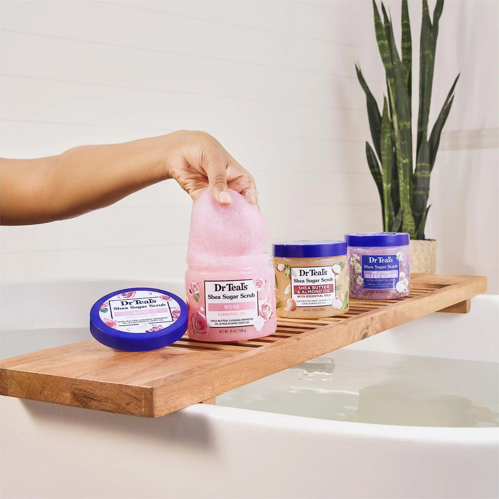 Dr Teal's Shea Sugar Body Scrub, Rose with Essential Oil, 19 oz (Pack of 3) Packaging May Dr Teal's Au supplements