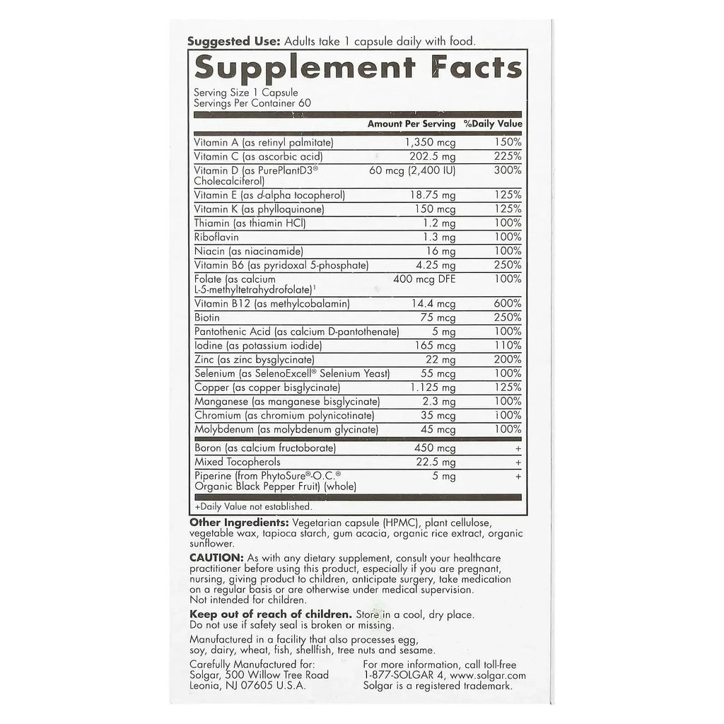 Solgar One Daily Men's Multi 50+ Whole Body Support for Men 50 and Older Highly Absorbable Delayed Release Heart, Energy Solgar Au supplements