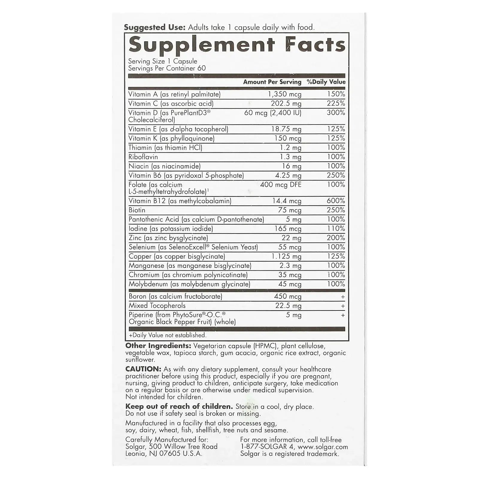 Solgar One Daily Men's Multi 50+ Whole Body Support for Men 50 and Older Highly Absorbable Delayed Release Heart, Energy Solgar Au supplements